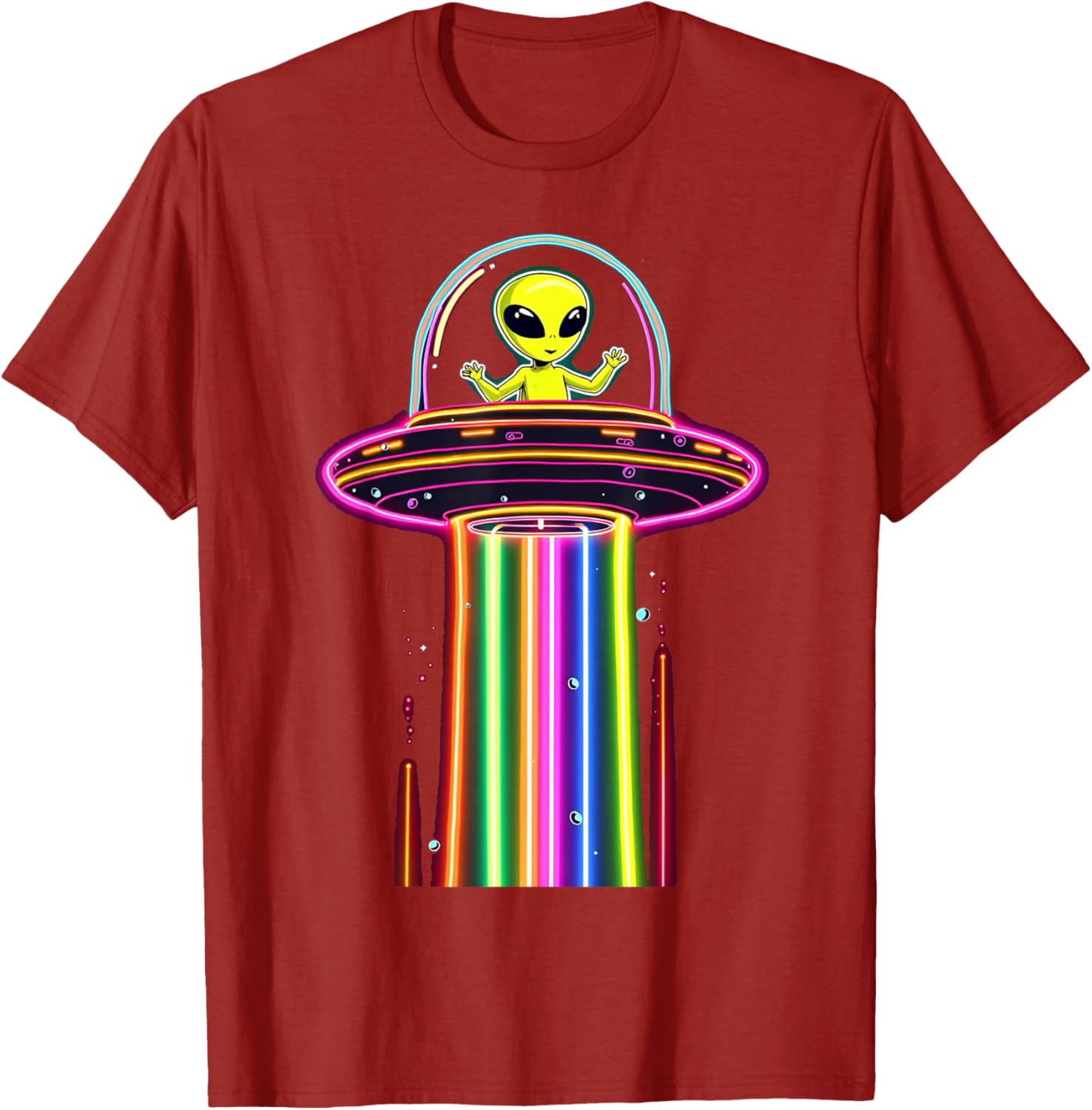 Colorful Alien Spaceship Lights Kids T-Shirt for Galaxy UFO Lovers - 3