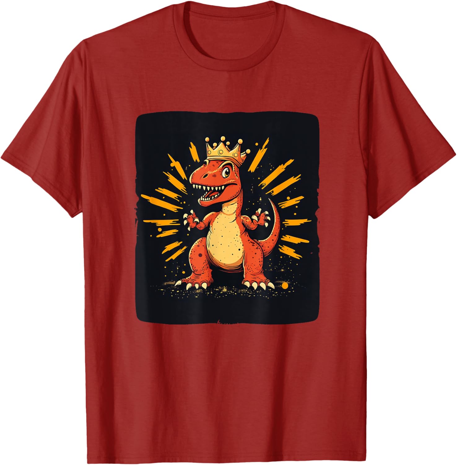 Cool Red Dinosaur Costume T-Shirt with Crown for King Lovers - 18