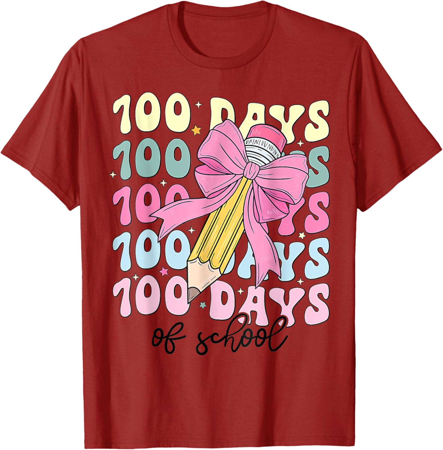 Coquette Bow 100th Day of School T-Shirt for Girls Fun School Celebration - 6