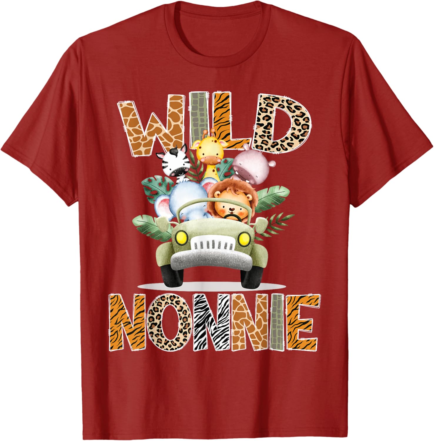 Wild Nonnie Safari Jungle Animals 1st Birthday Truck T-Shirt for Kids - 10