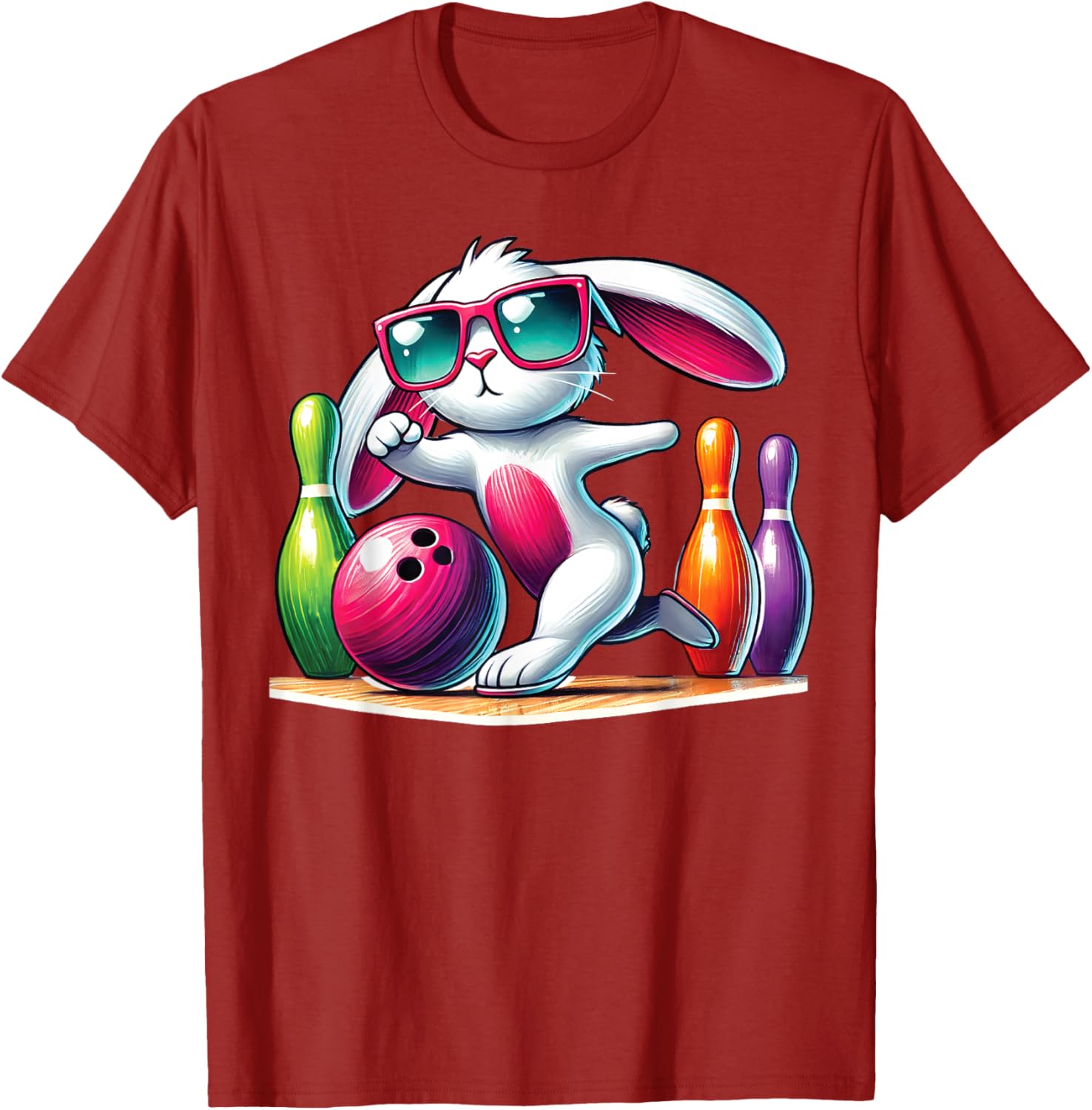 Bunny Ear Easter Bowling T-Shirt for Fun Egg Hunt Celebrations - 3