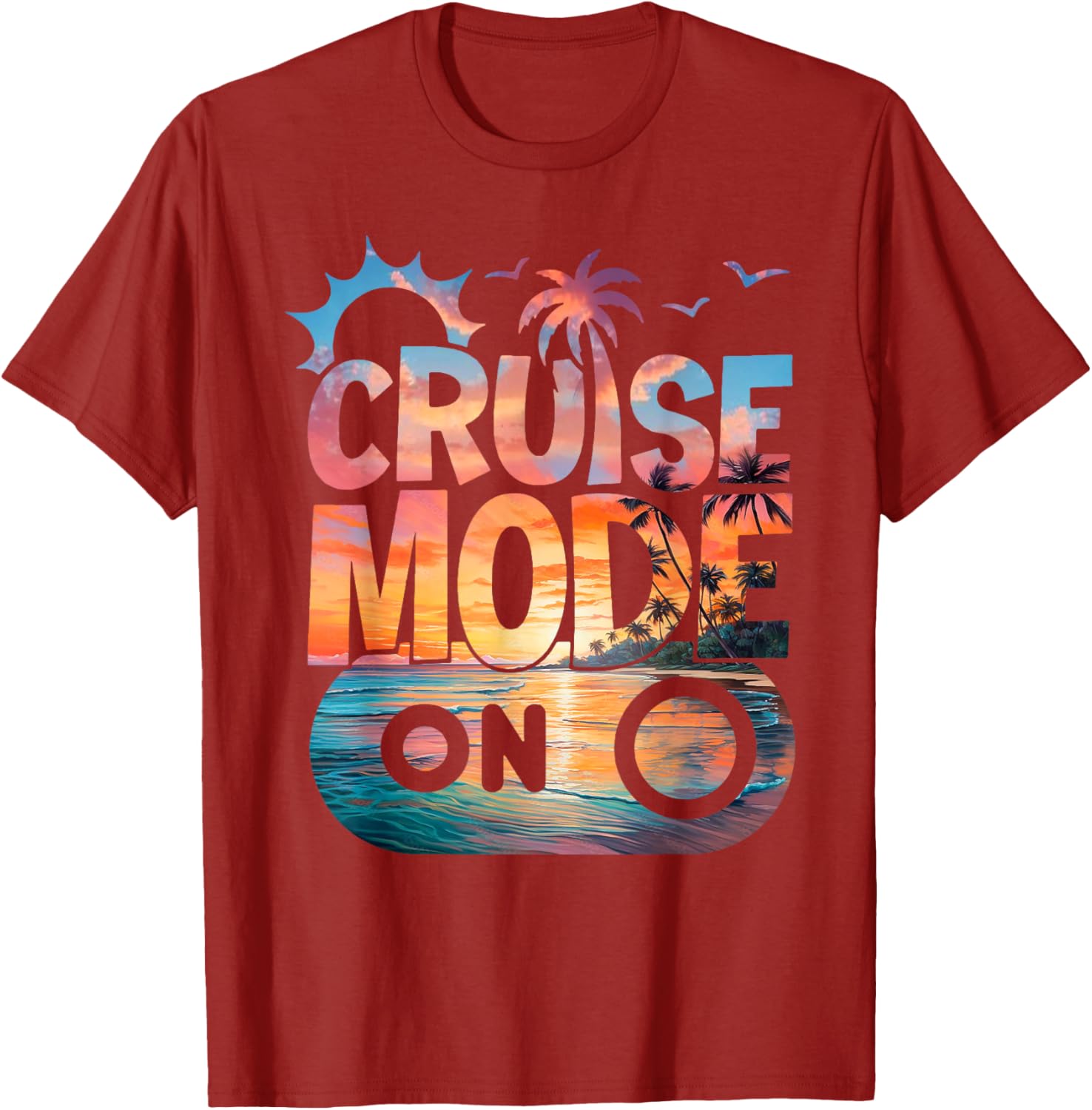 Cruise Mode On Tropical Sunset Family T-Shirt for Fun Vacation Vibes - 12
