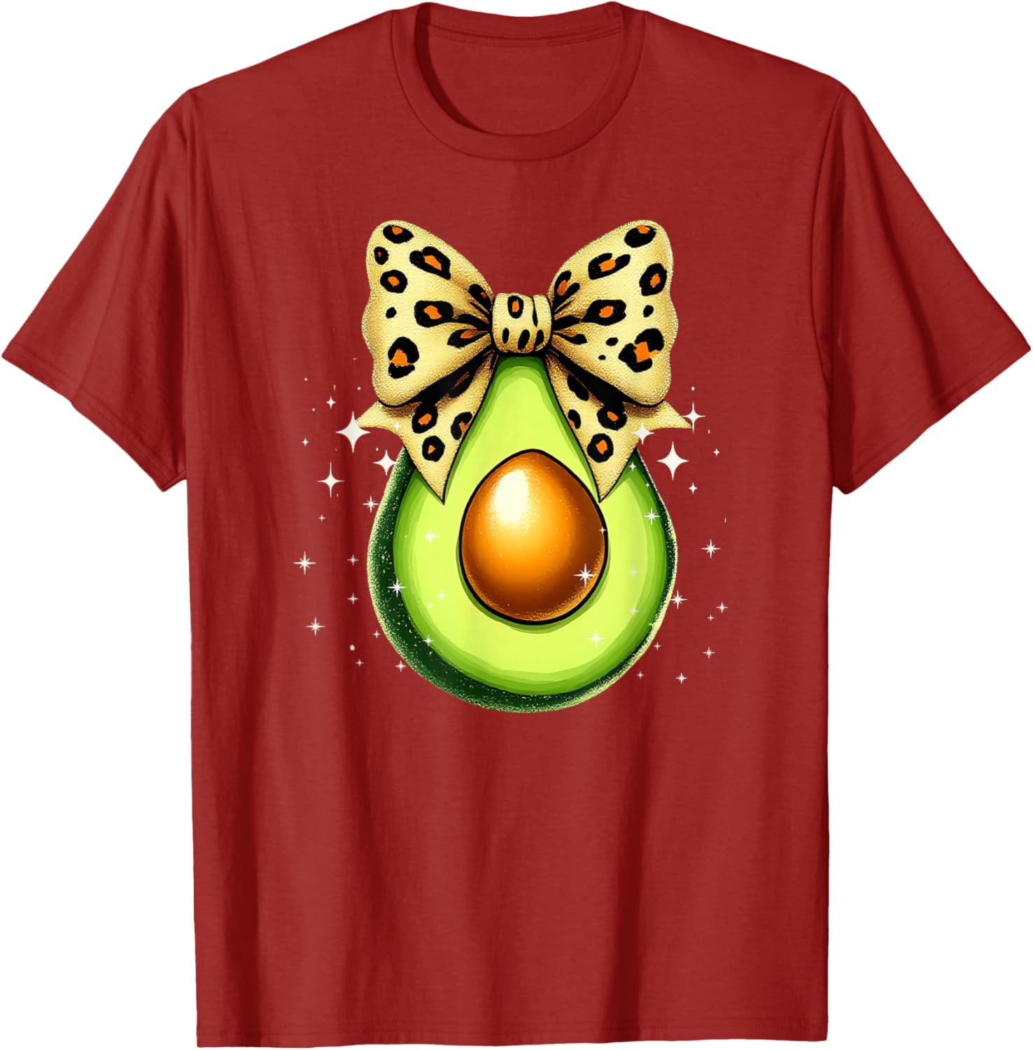Cute Avocado Leopard Ribbon Bow T-Shirt for Women and Girls - 26