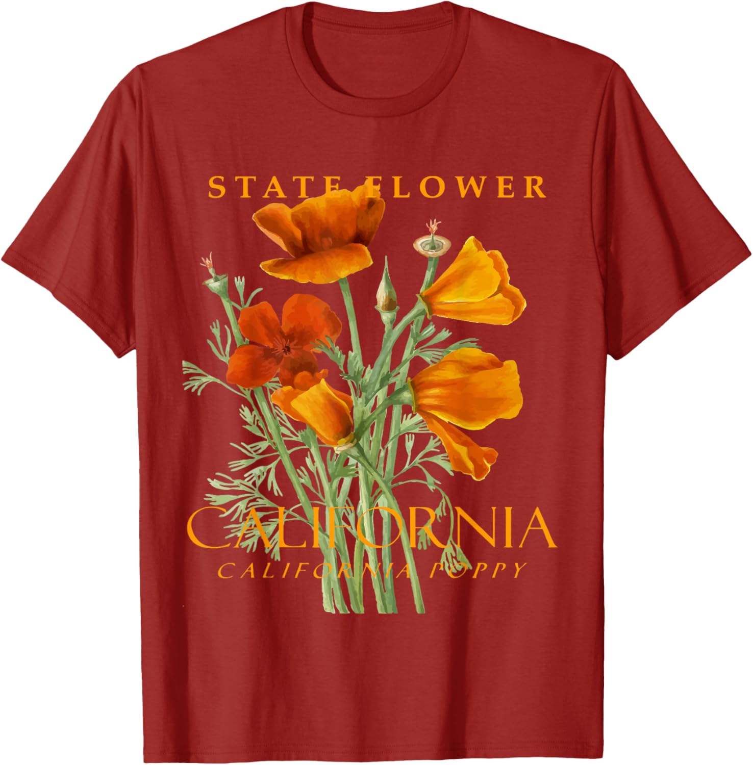 California Poppy T-Shirt for Nature Lovers - Stylish Floral Apparel - 1