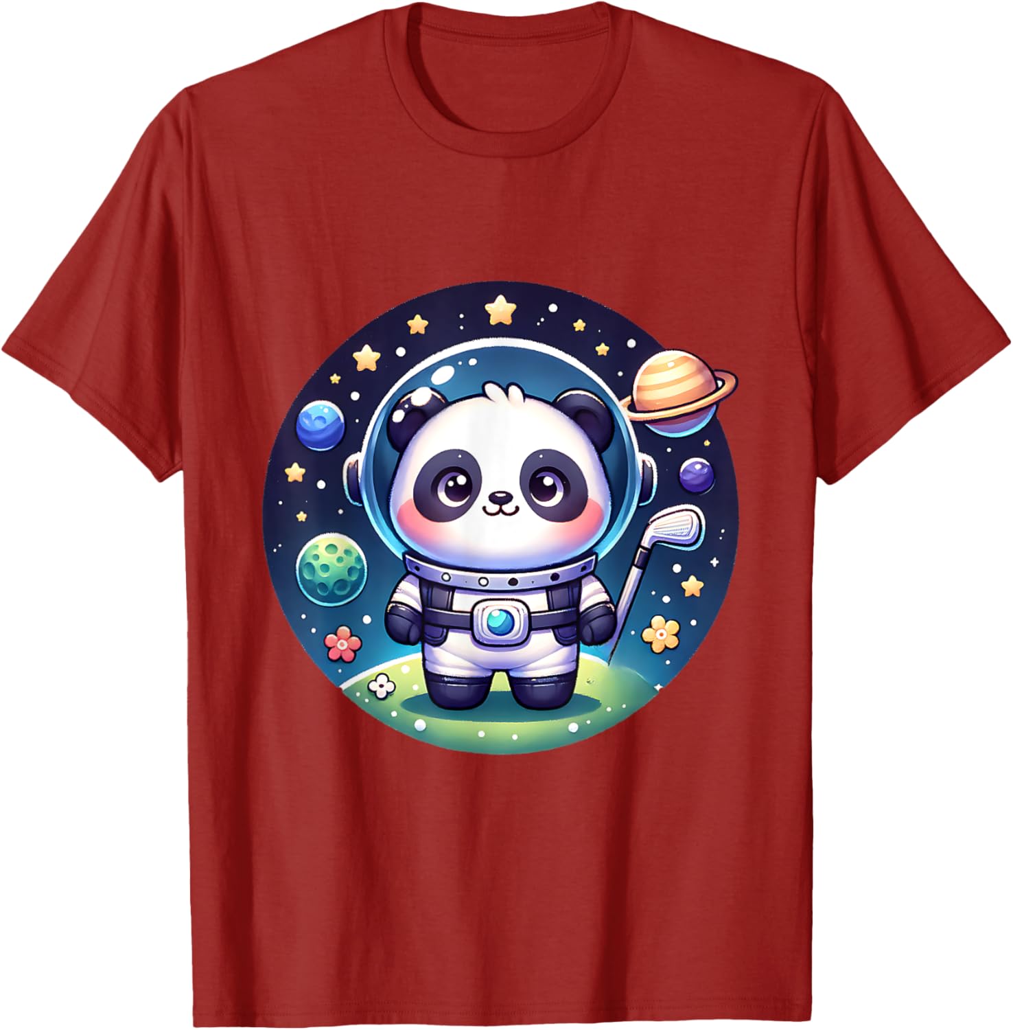 Cosmic Golfer Panda Bear Astronaut T-Shirt for Golf Lovers - 2