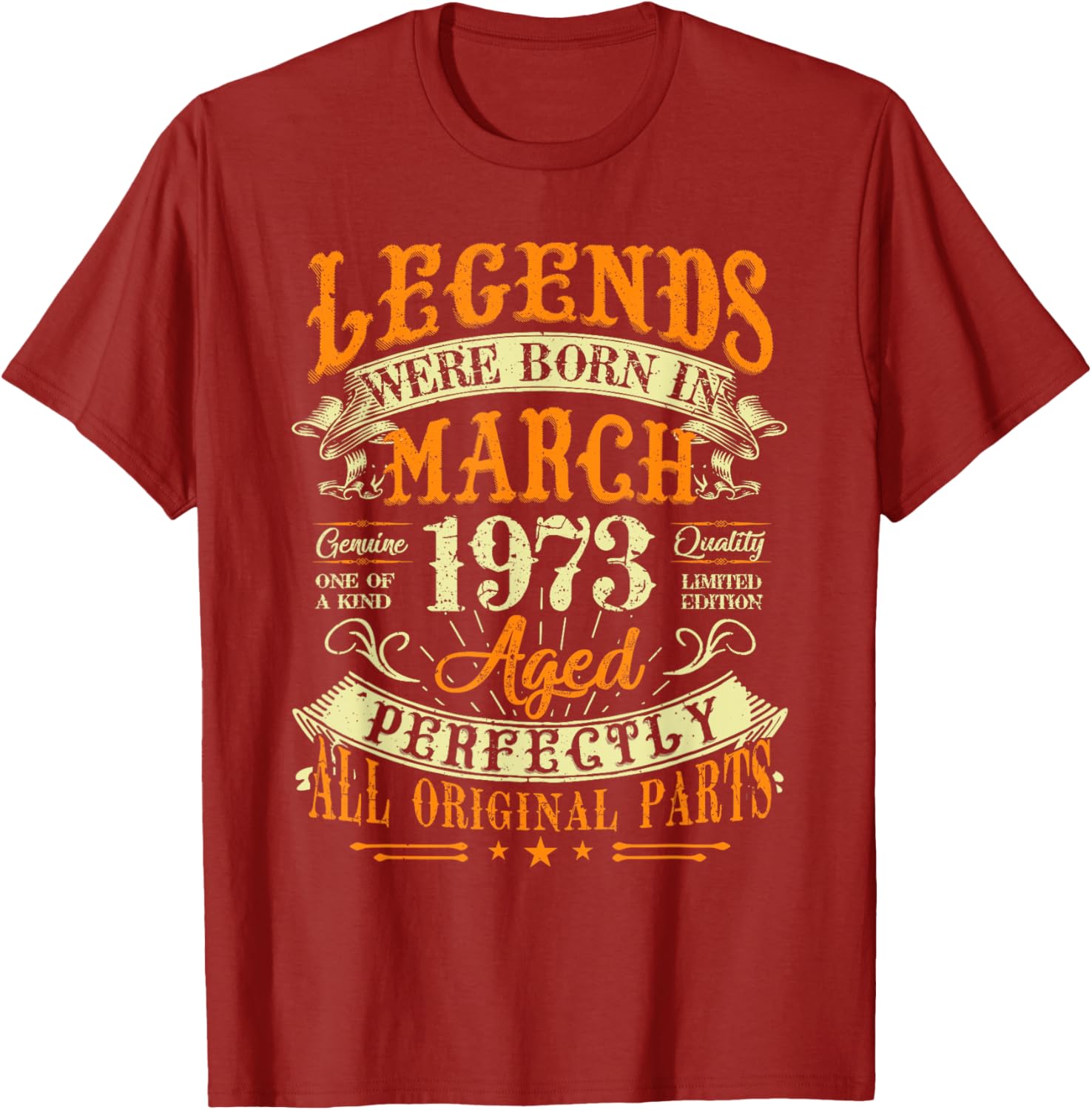 52nd Birthday Gift T-Shirt for Legends Born in March 1973 - 10