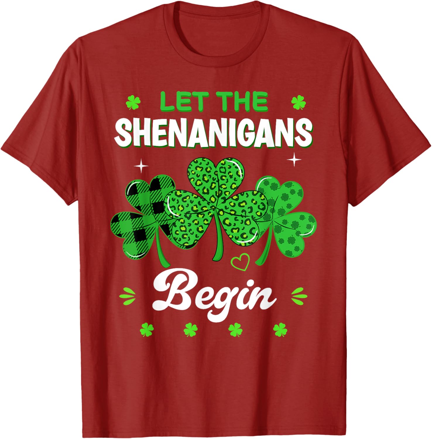 St Patricks Day Shamrock Leopard Print T-Shirt for Men and Women - 2
