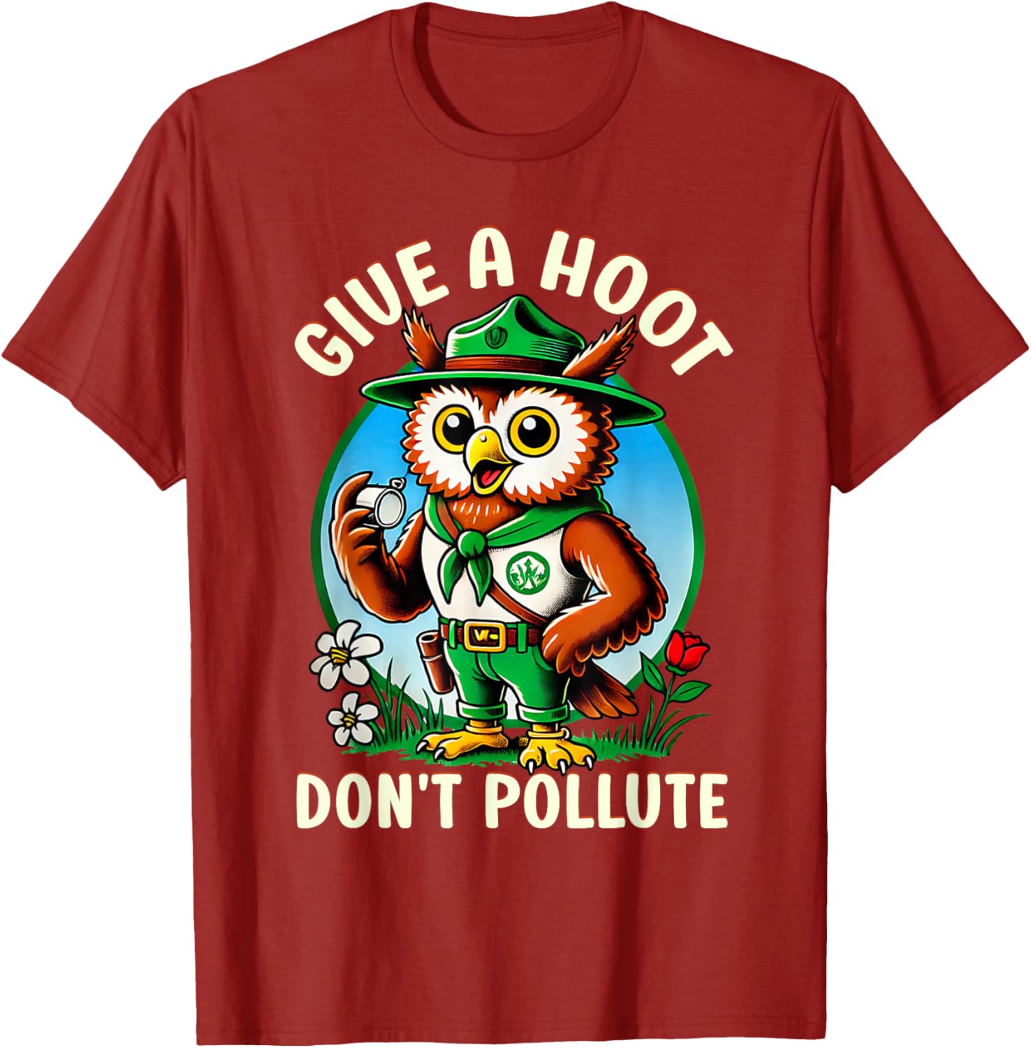 Retro Vintage Owl T-Shirt - Eco-Friendly Give A Hoot Don’t Pollute - 13