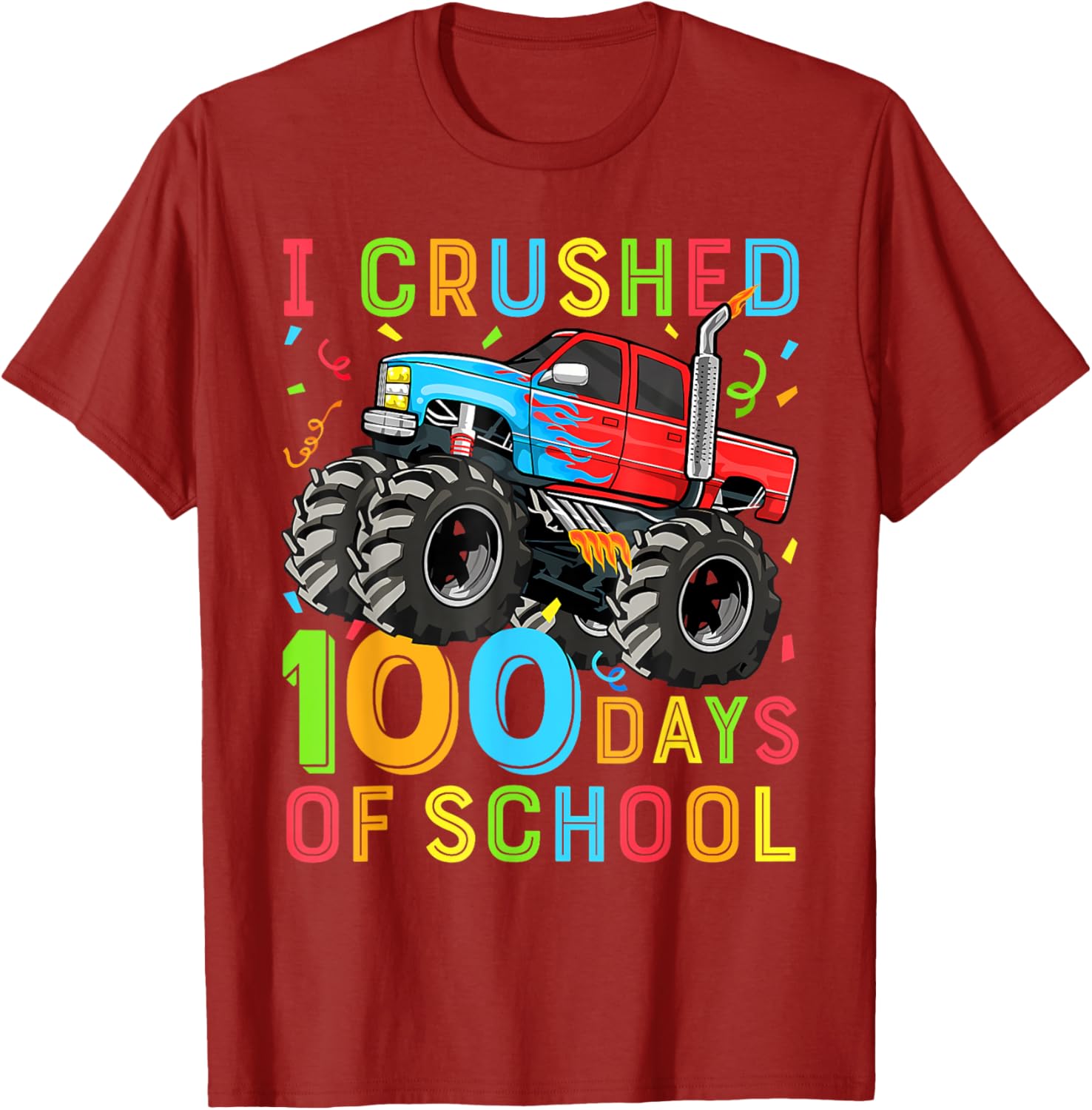 100 Days of School Monster Truck Shirt for Boys Fun 100th Day Outfit - 7