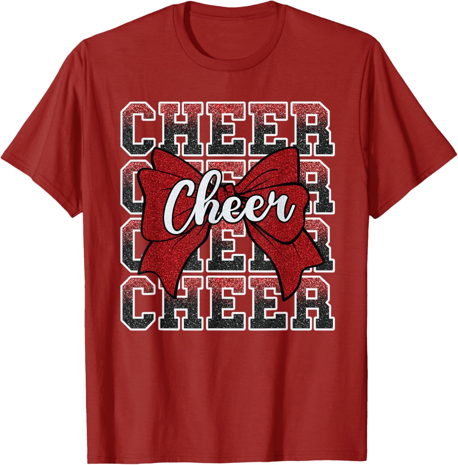 Coquette Cheer Bow Funny Sport Cheerleader Red T-Shirt for Cheer Fans - 12