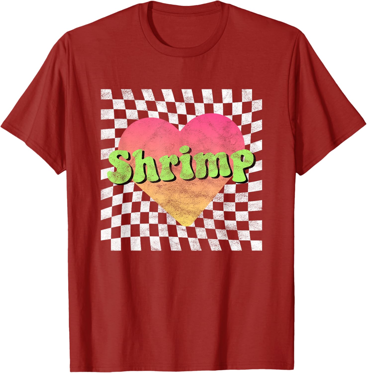 Vintage Retro Shrimp Lover Heart T-Shirt for Seafood Fans - 3