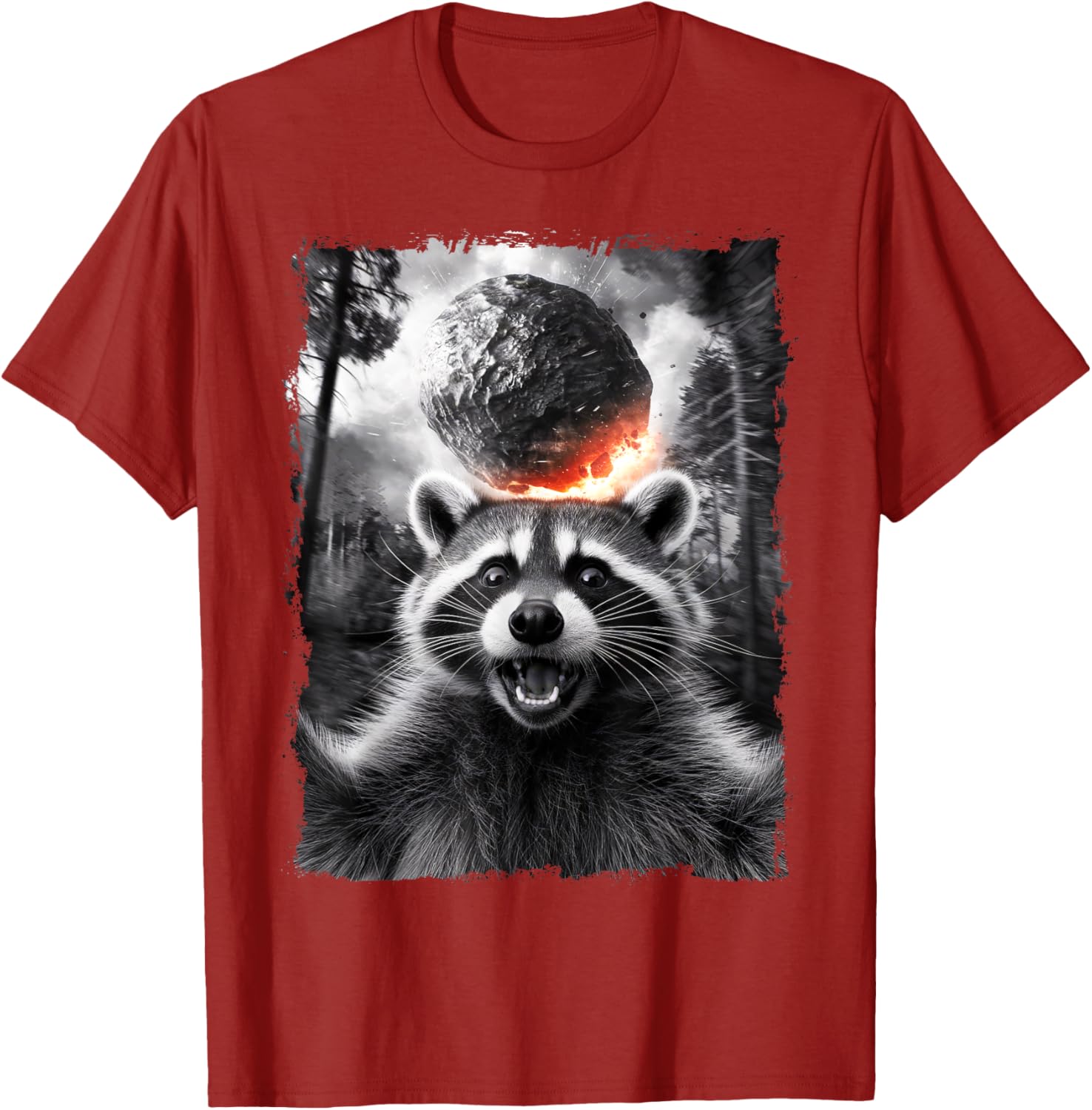 2024 Raccoon Asteroid Impact Selfie Photo T-Shirt for Fun Earth Lovers - 24