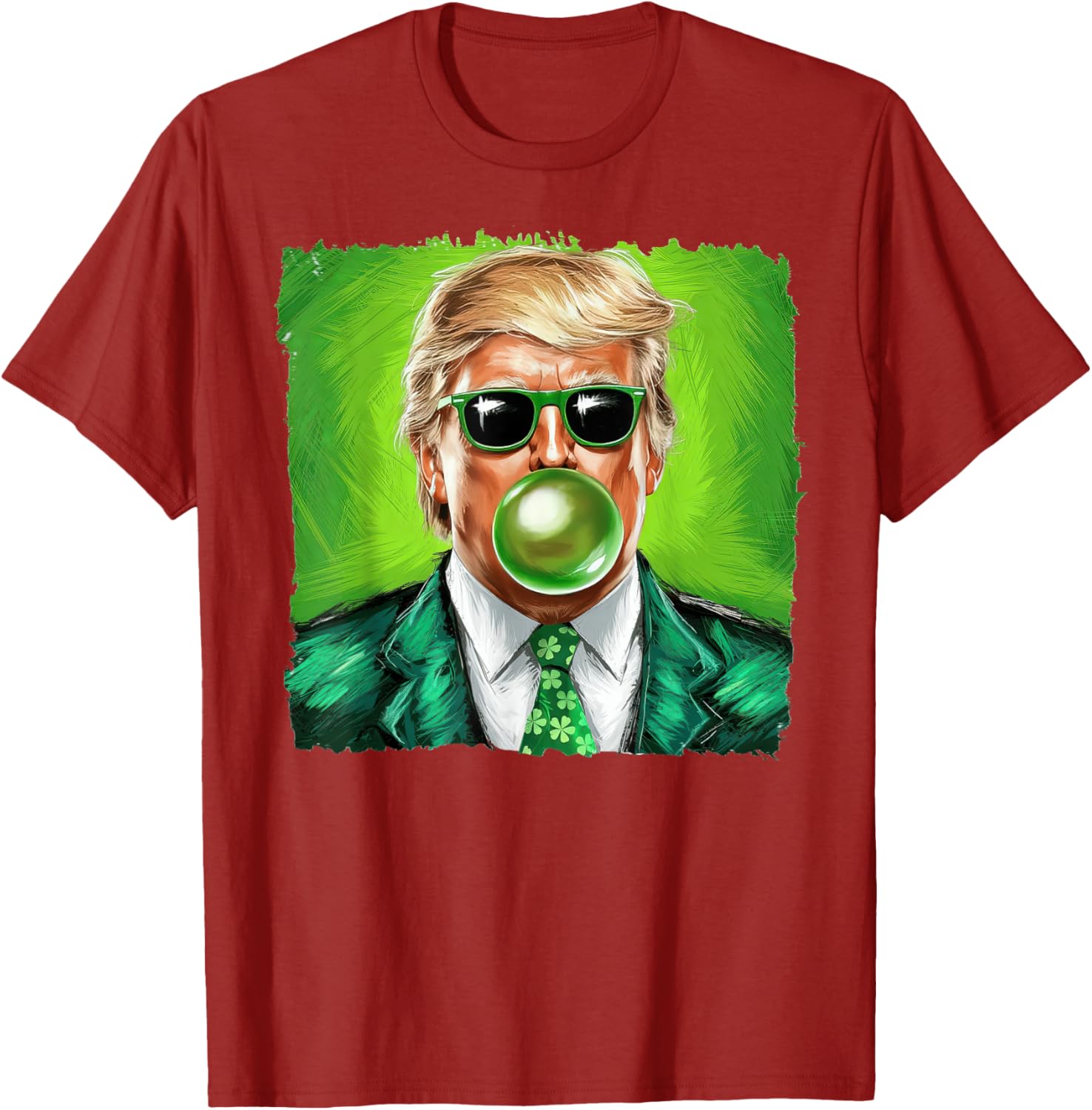 Trump Bubble Gum Sunglasses St. Patrick's Day T-Shirt for Fun Celebrations - 5