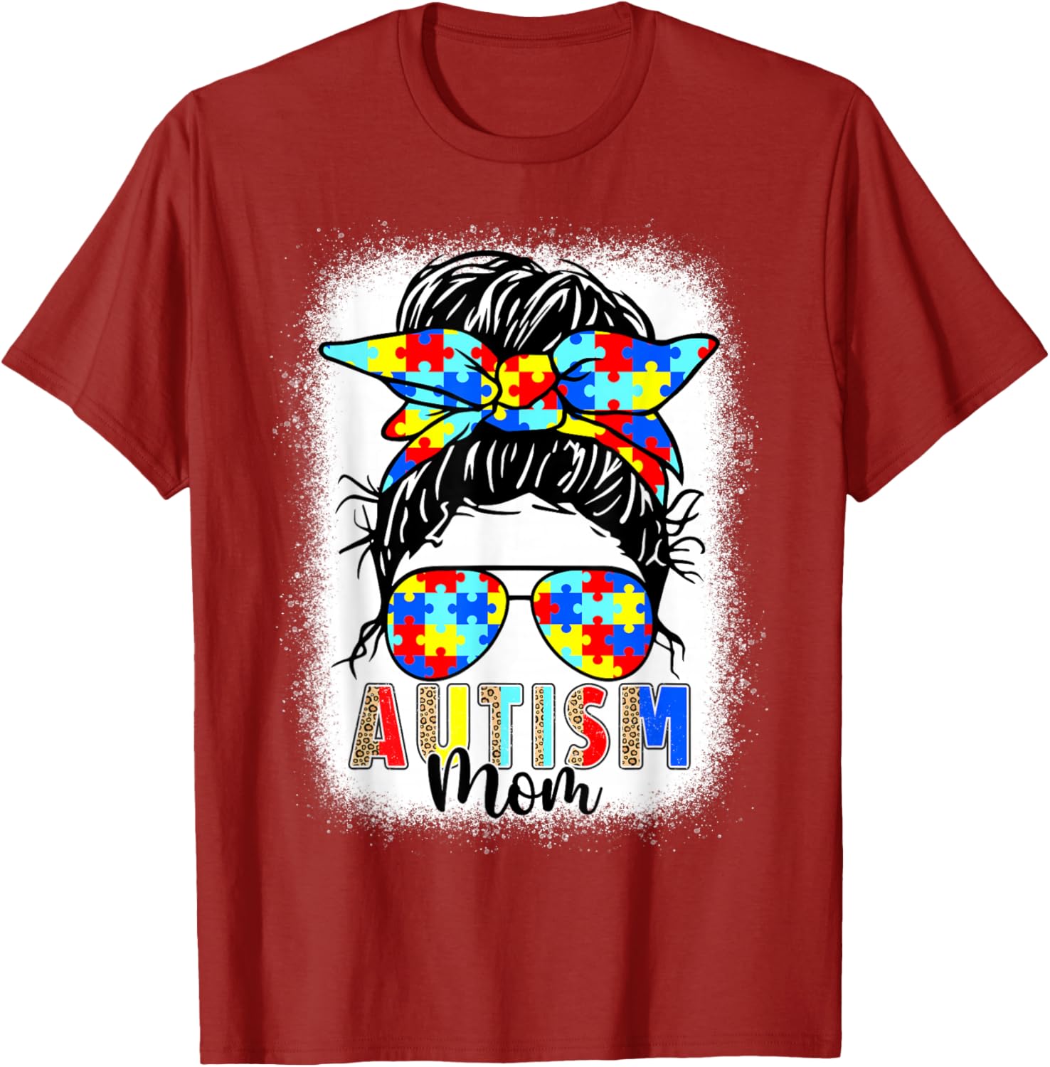 Autism Mom Life Messy Bun T-Shirt Perfect for Mother's Day Gift - 3