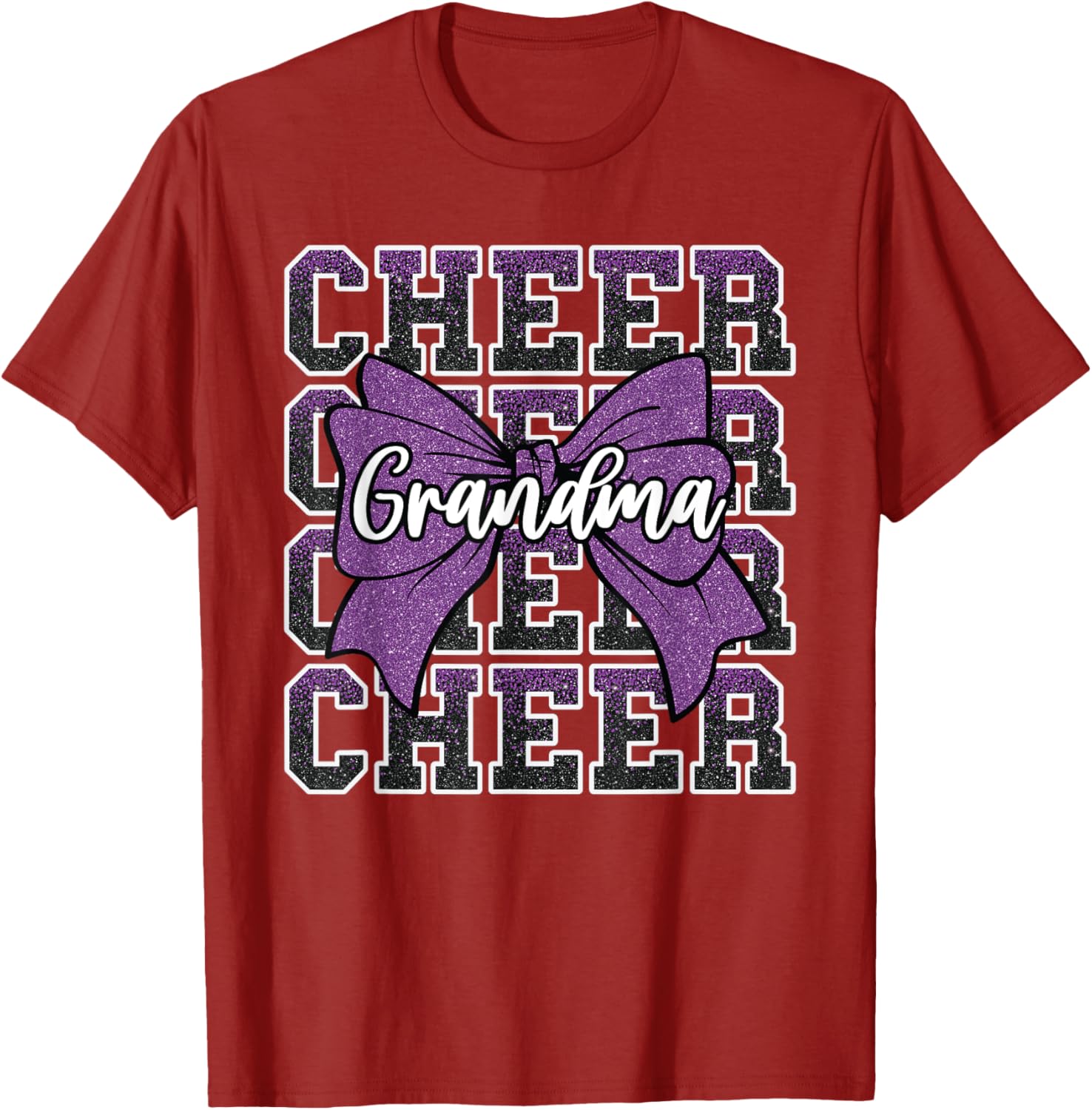 Cheer Grandma Bow Sport Purple T-Shirt for Cheerleaders and Fans - 9