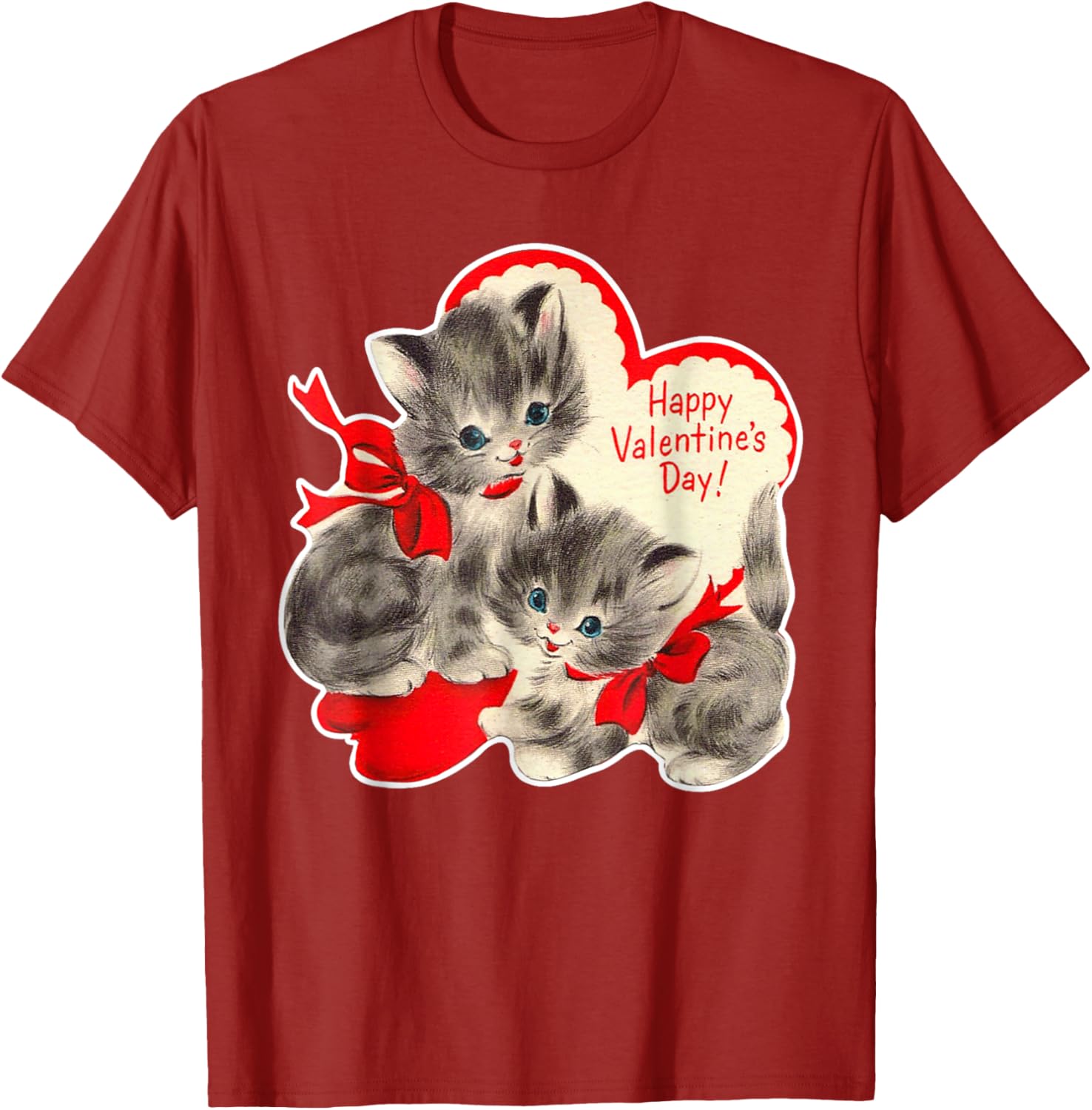 Vintage Valentine's Day Cat T-Shirt Retro Kitten Love Top for Pet Lovers - 22