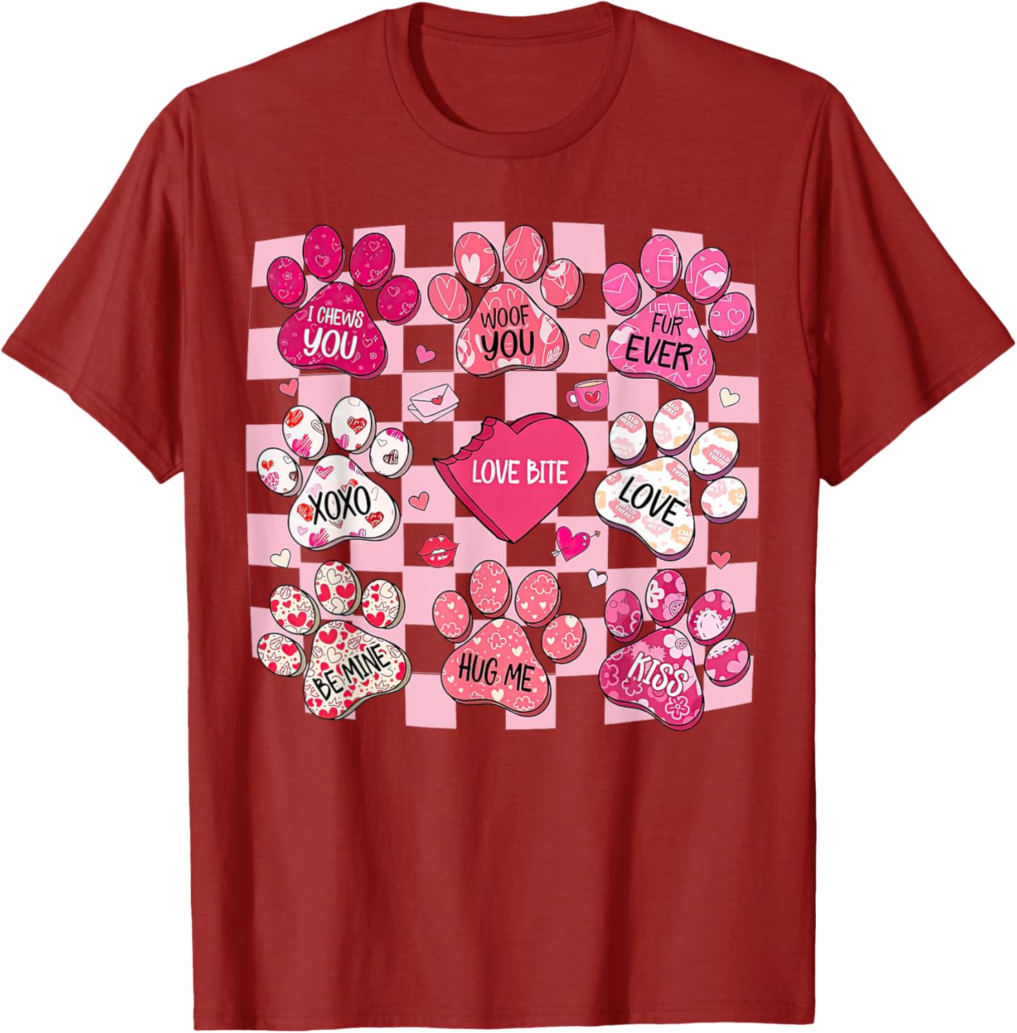 Cute Dog Paw Heart T-Shirt for Valentine's Day - Perfect Gift for Dog Lovers - 24