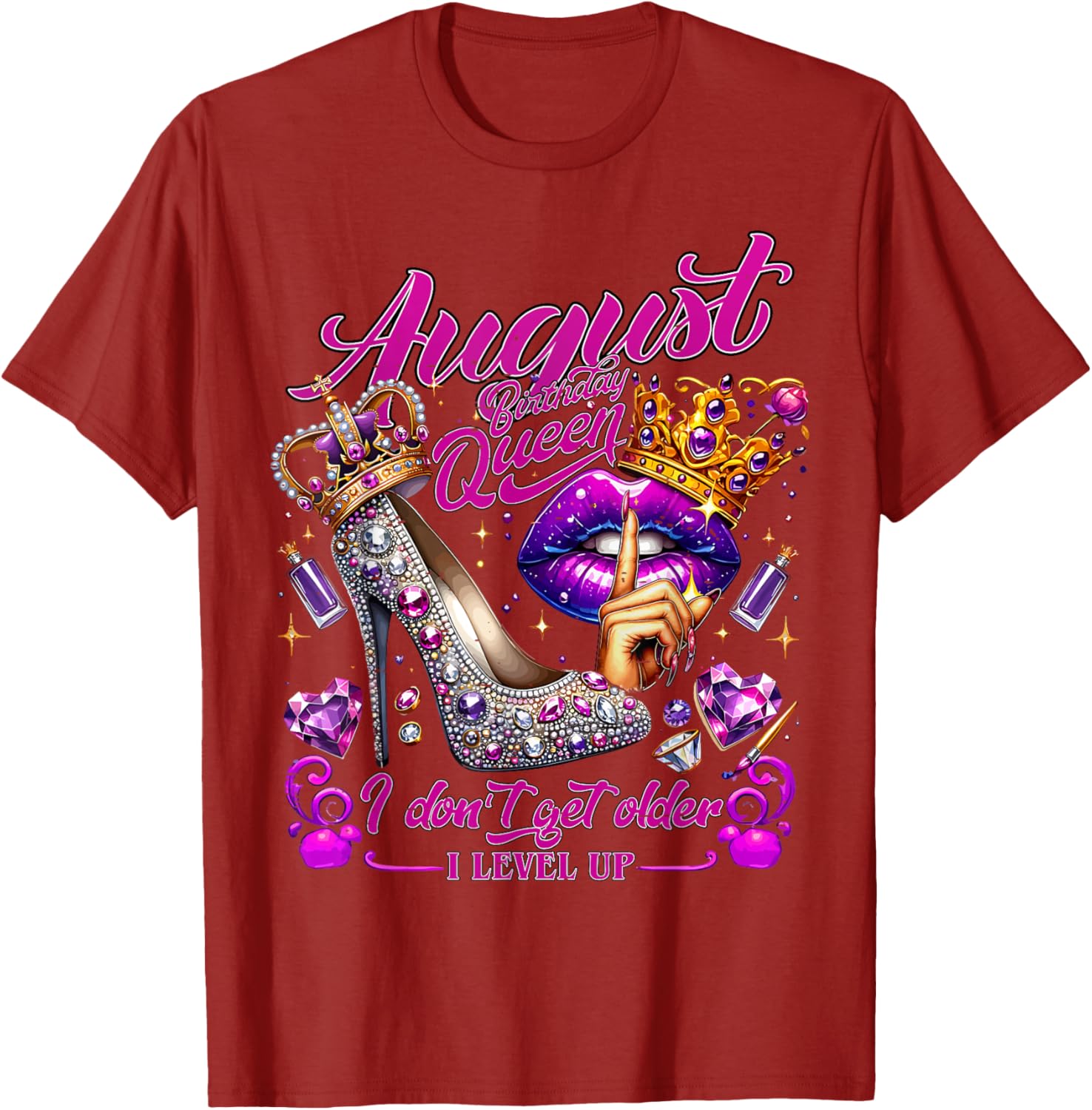 Cute August Birthday Queen T-Shirt I Don't Get Older I Level Up - 9
