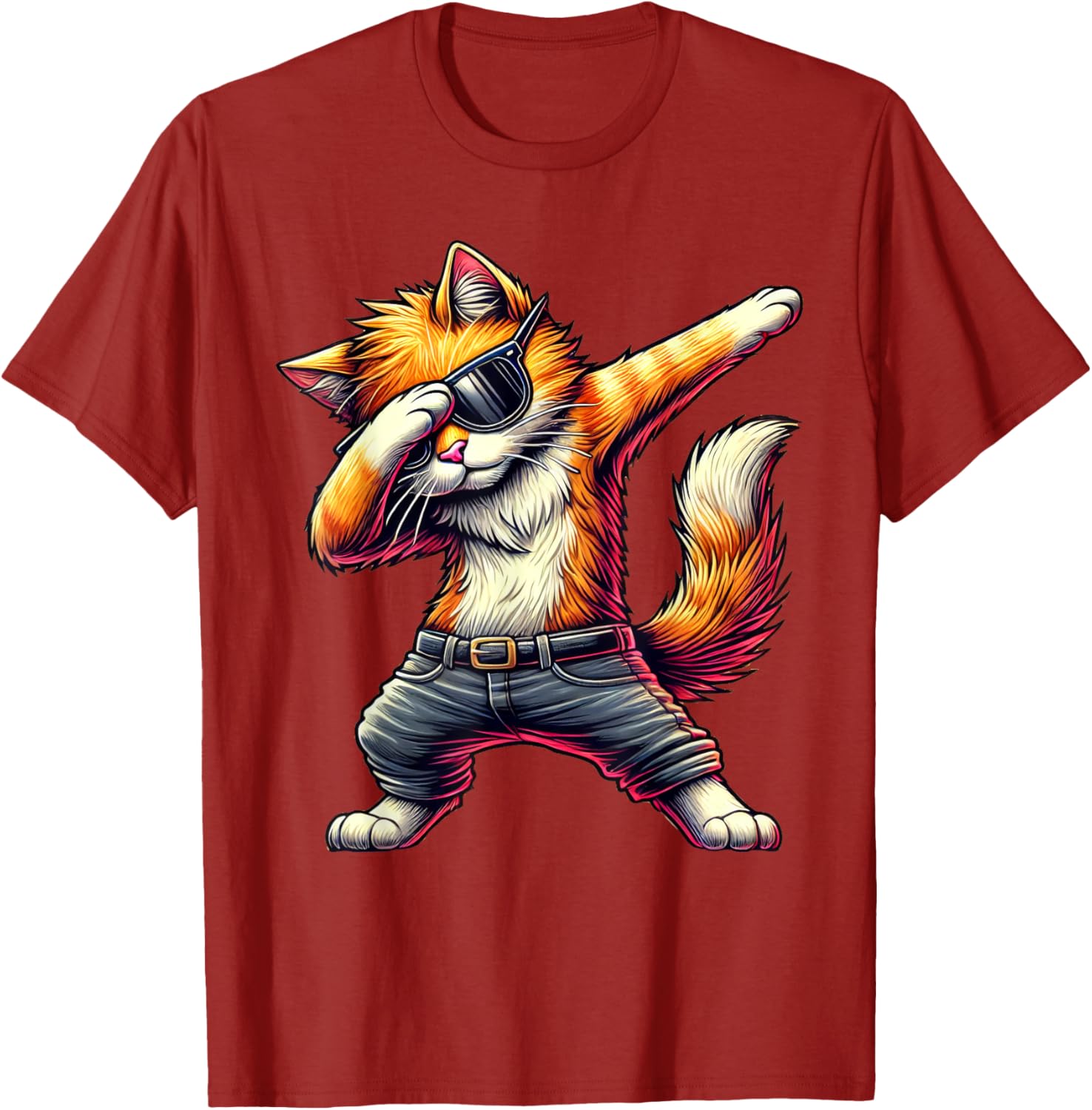 Cool Cat Dabbing in Sunglasses T-Shirt for Cat Lovers and Fashion Fans - 1