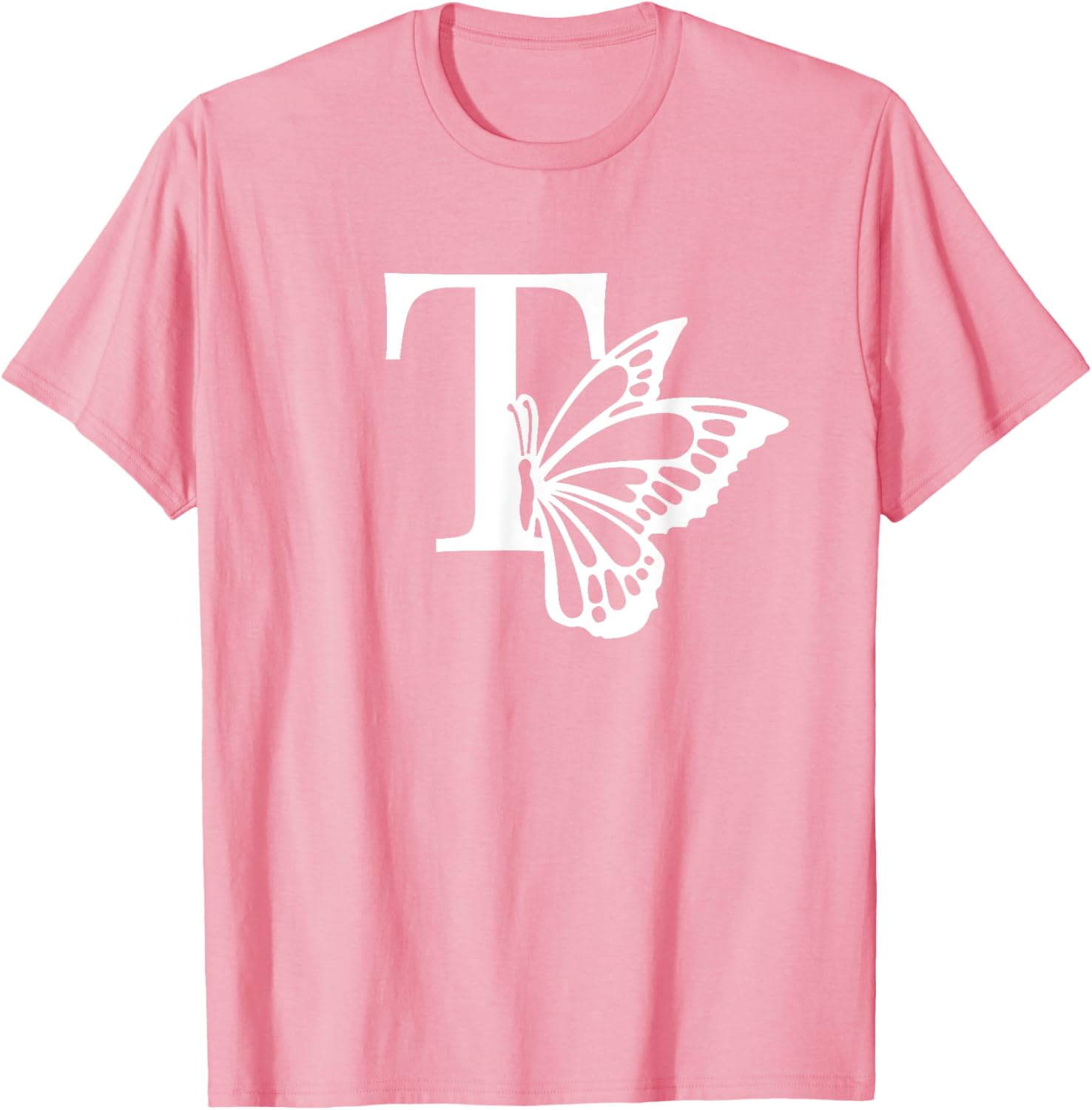 Butterfly Monogram Initial T T-Shirt Stylish Alphabet Tee for Women - 19