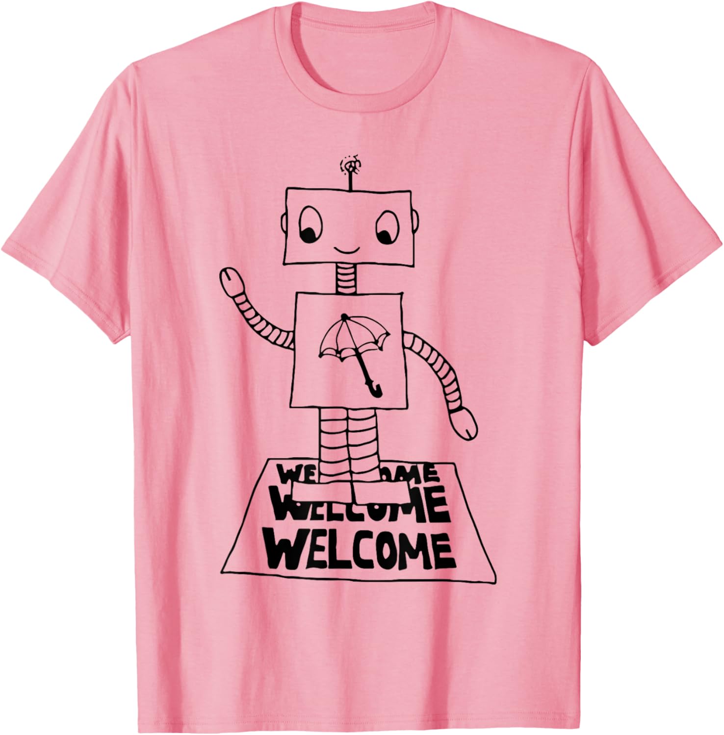Robot Welcome T-Shirt for Fun Casual Wear in Clothing and Shoes - 2