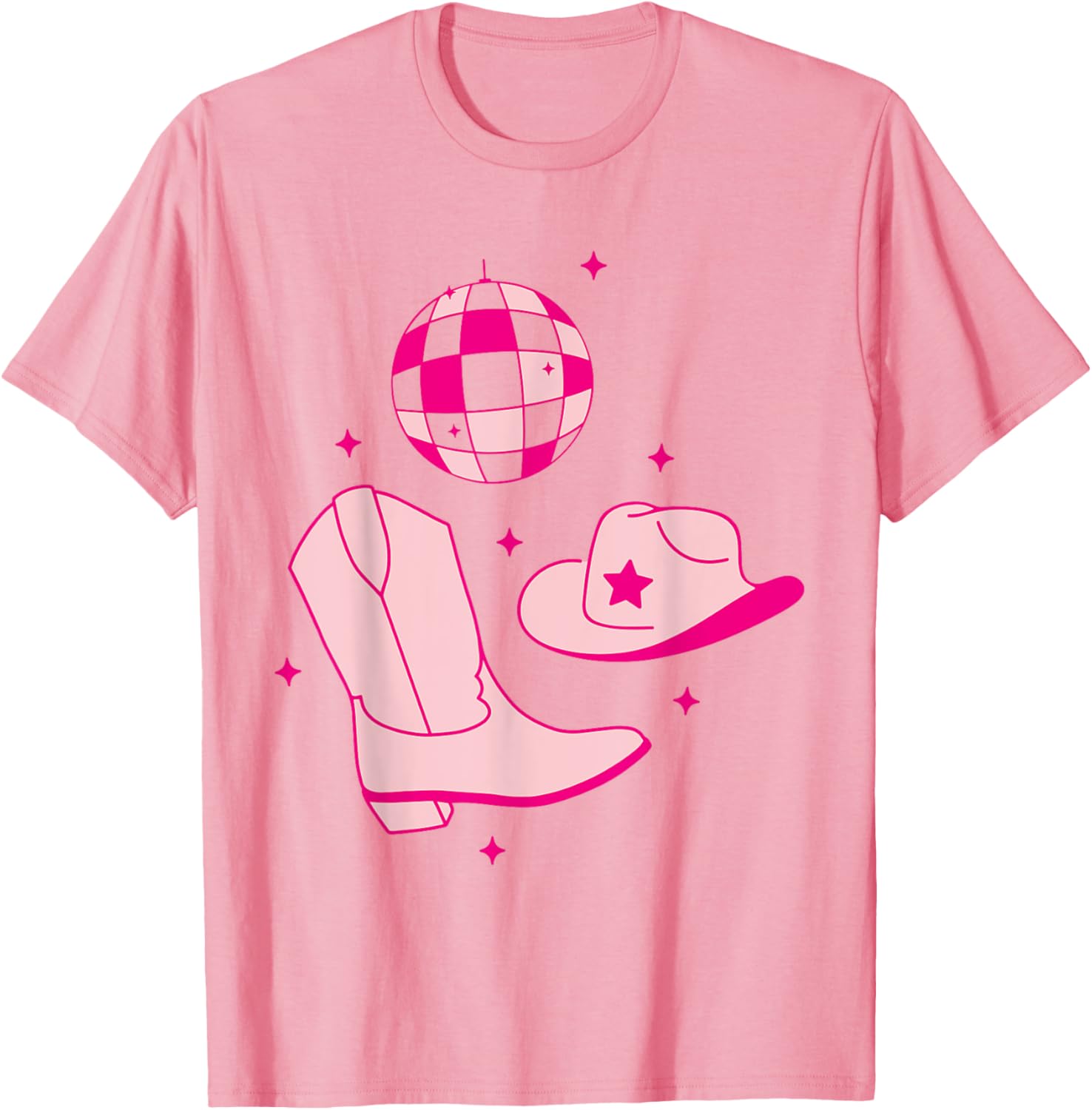 Cute Cowgirl Coquette Pink T-Shirt for Women and Girls - Rodeo Style - 6