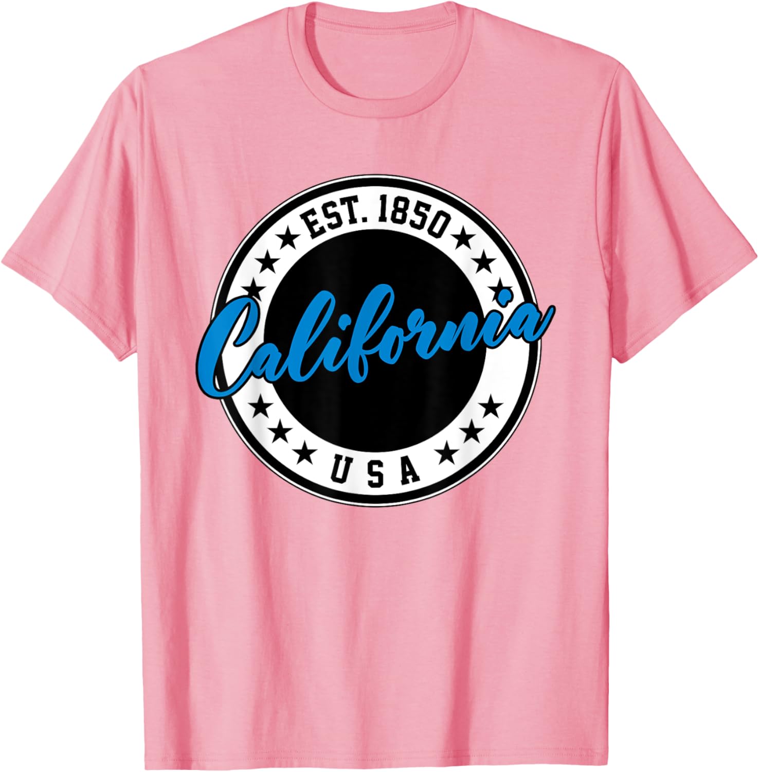 California USA Script Circle Blue Text T-Shirt for Casual Style - 18