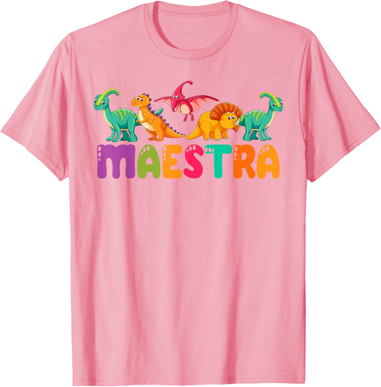 Cute Dinosaurs Bilingual Teacher T-Shirt for Maestra Spanish Teachers - 15
