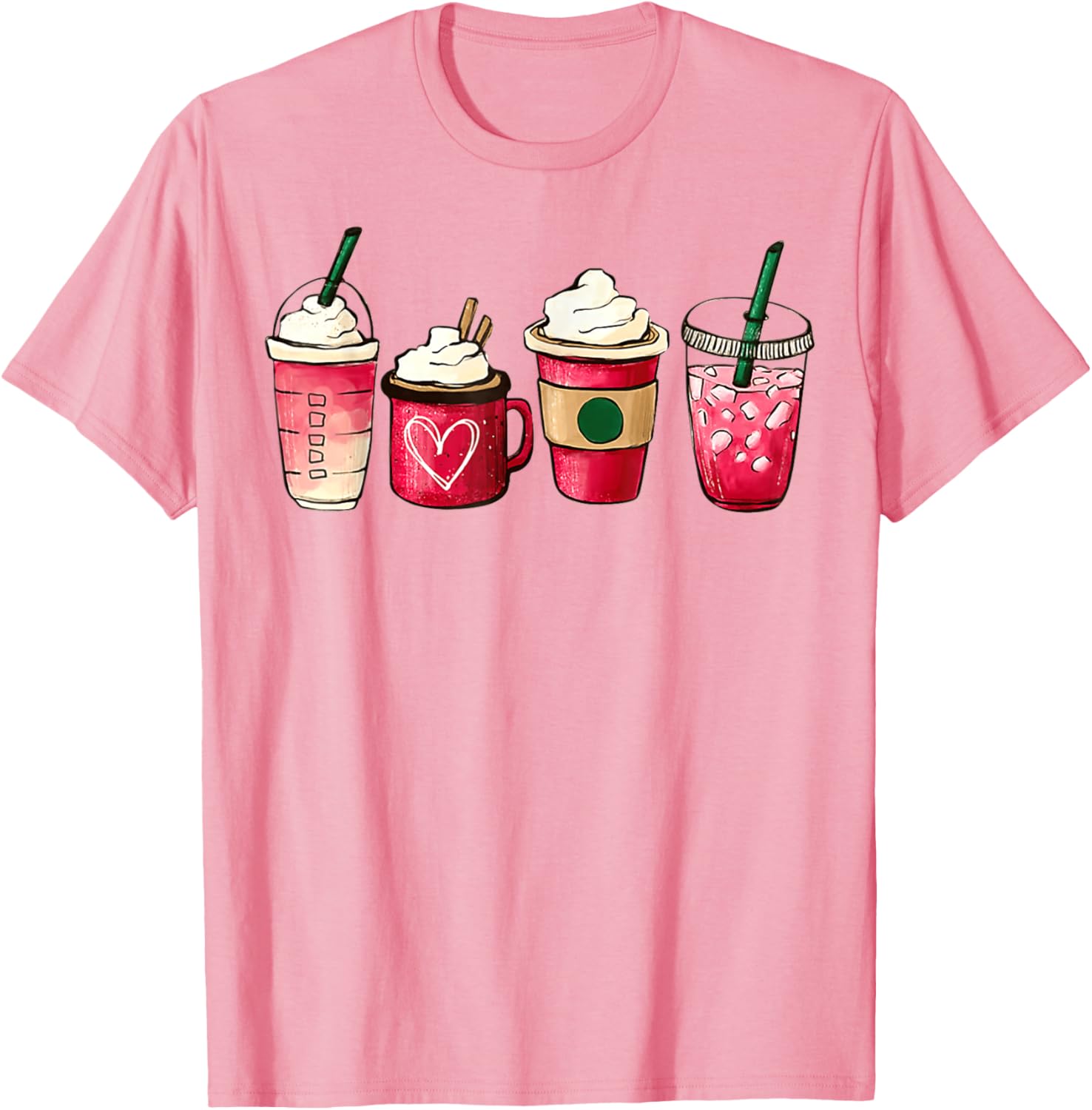 Valentine Heart Latte Iced Coffee T-Shirt for Coffee Lovers - 17