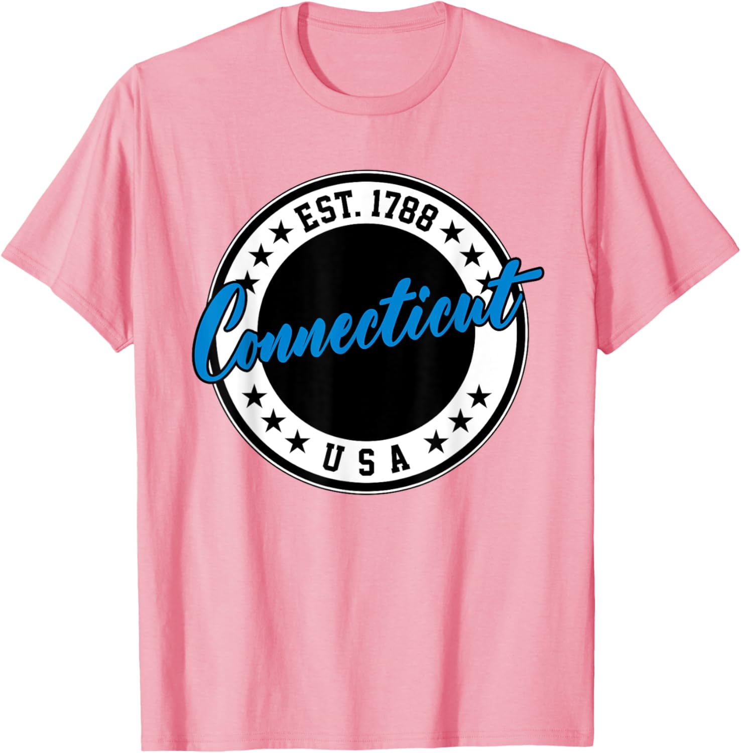 Connecticut USA Script Circle T-Shirt in Blue - Stylish Casual Wear - 2