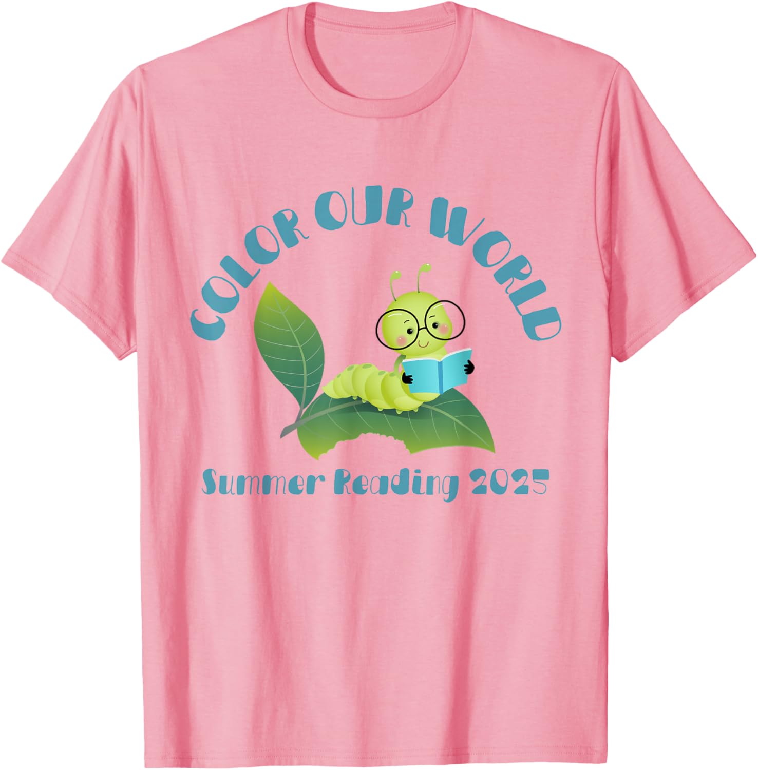 Color Our World Summer 2025 Reading Program Book Worm T-Shirt for Kids - 9