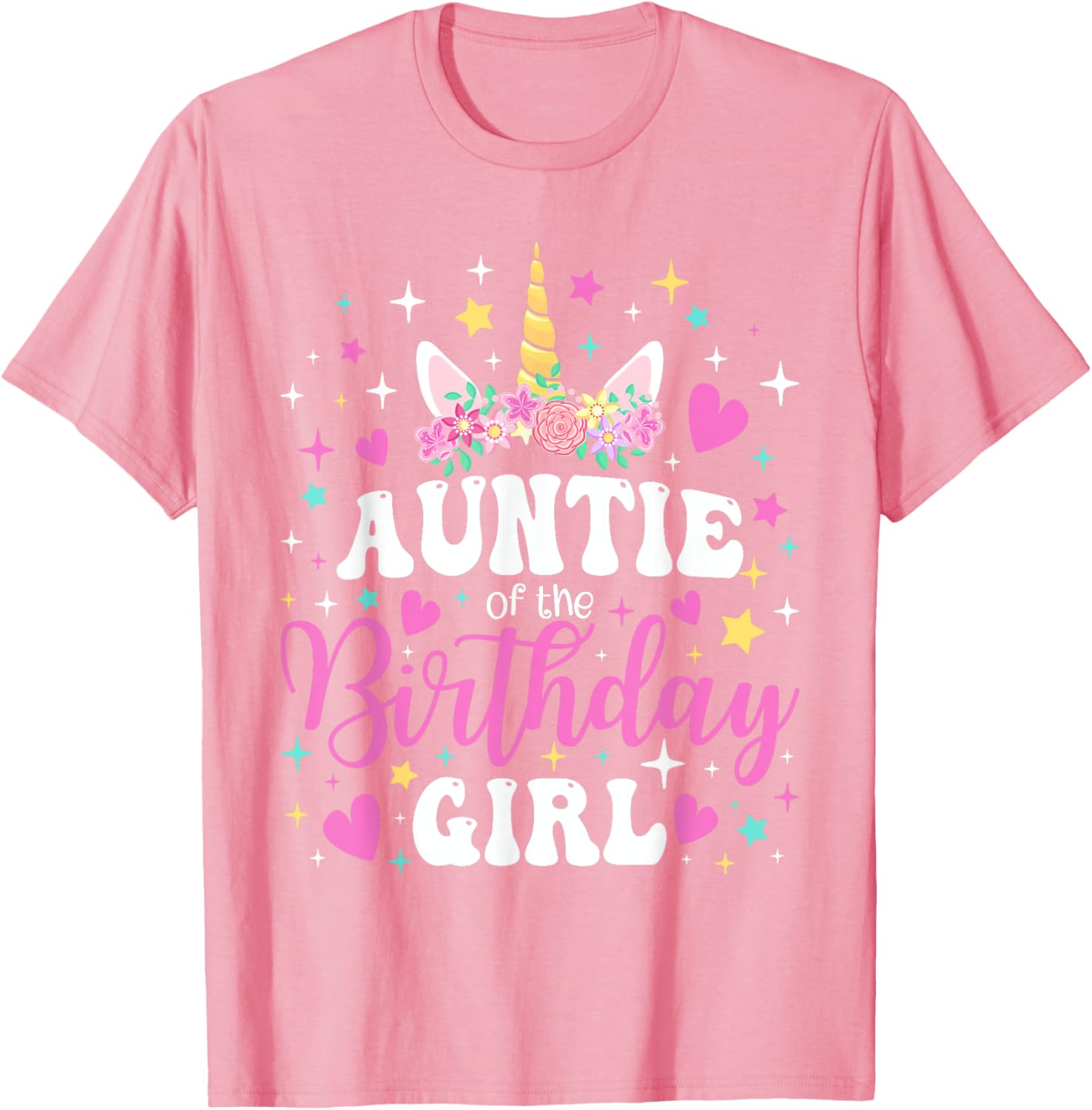 Unicorn Auntie Birthday Matching T-Shirt for Family Celebration Fun - 18