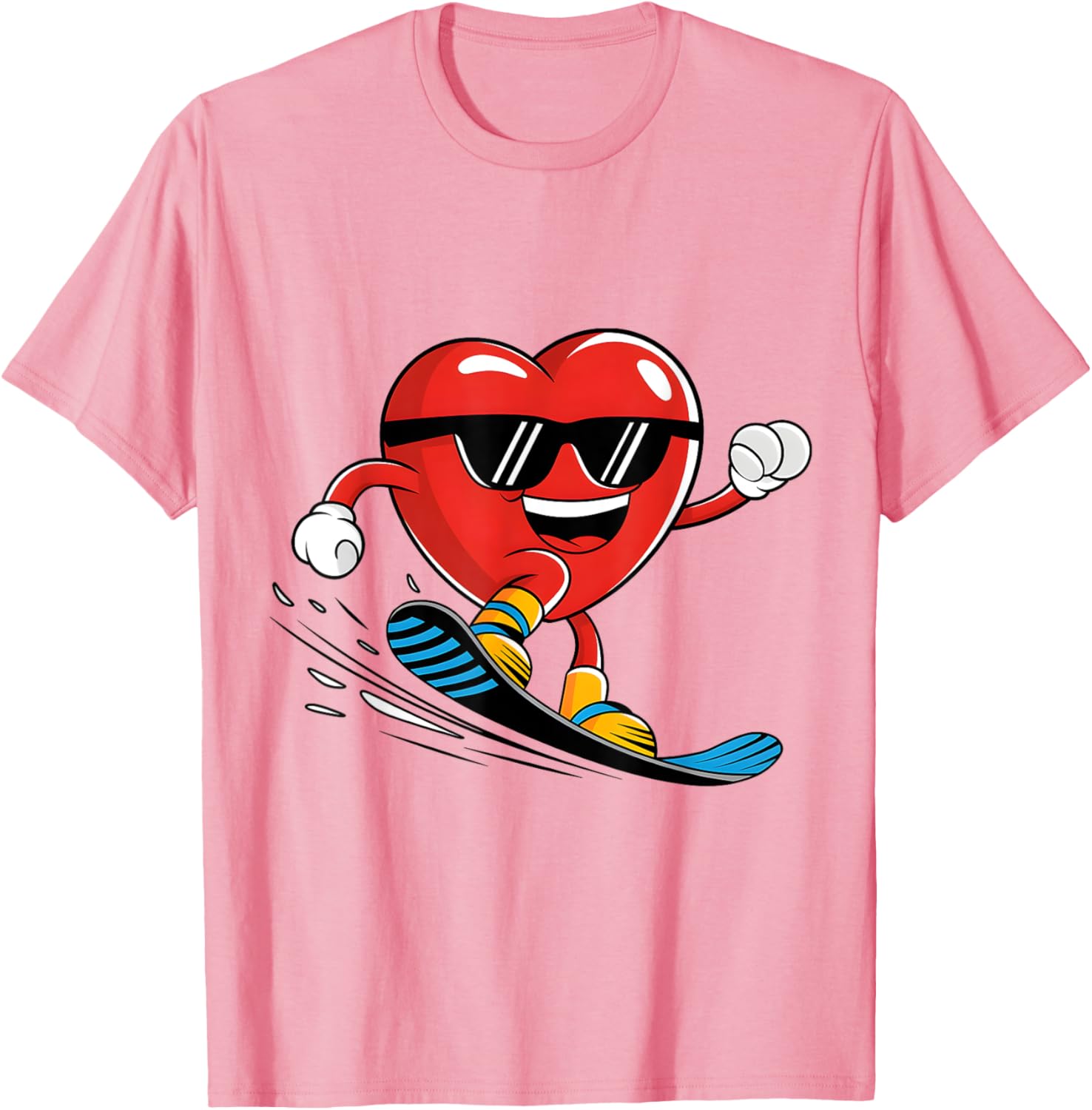 Snowboard Heart Valentine's Day T-Shirt for Boys and Girls Fun Gift - 7