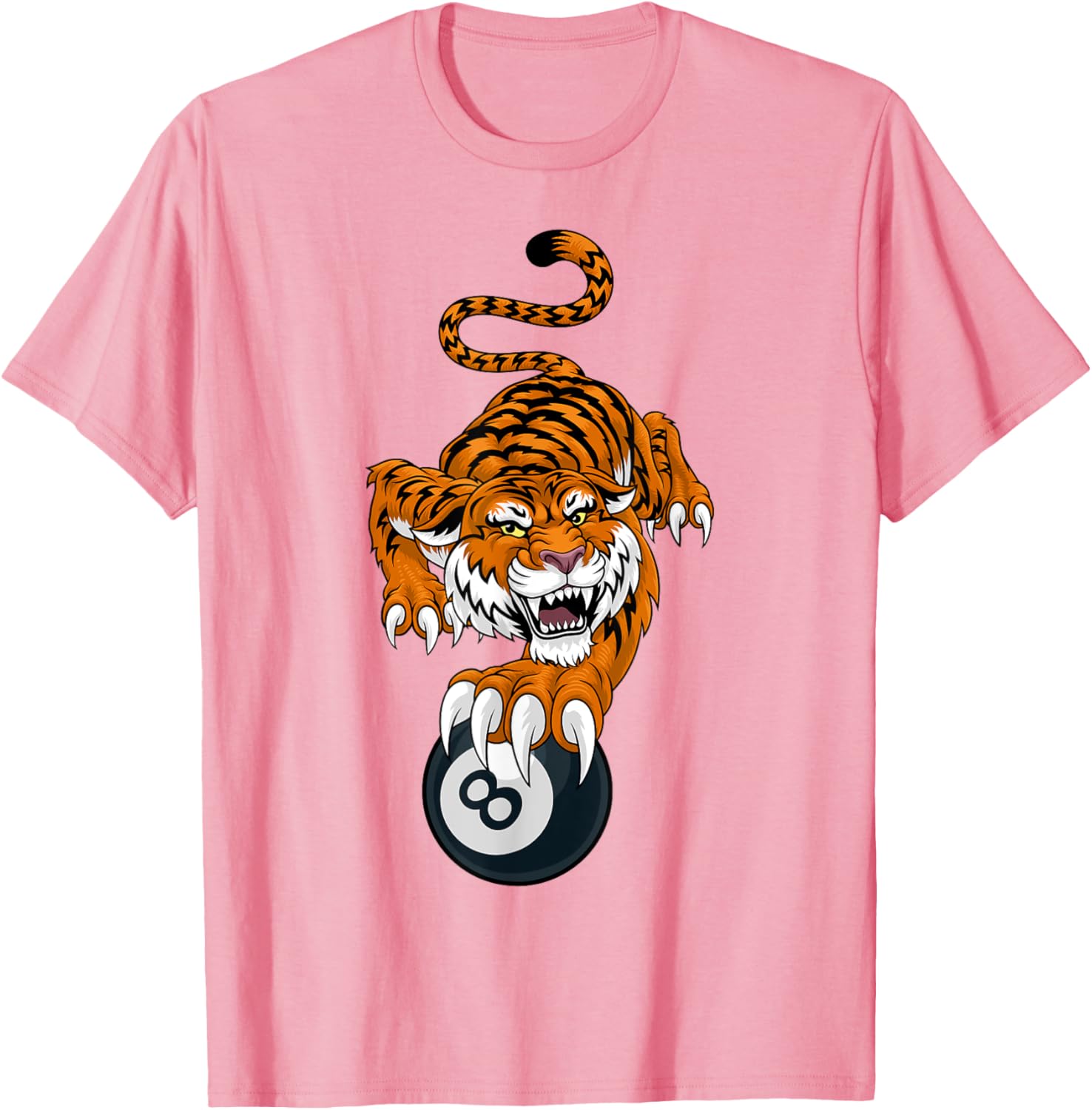 Tiger Angry Pool 8 Ball Billiards Cartoon Character T-Shirt for Fun Style - 27