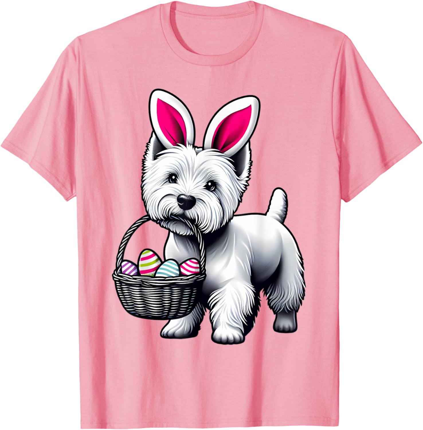 Adorable Bunny Ear West Highland Terrier Easter Eggs T-Shirt for Dogs - 19