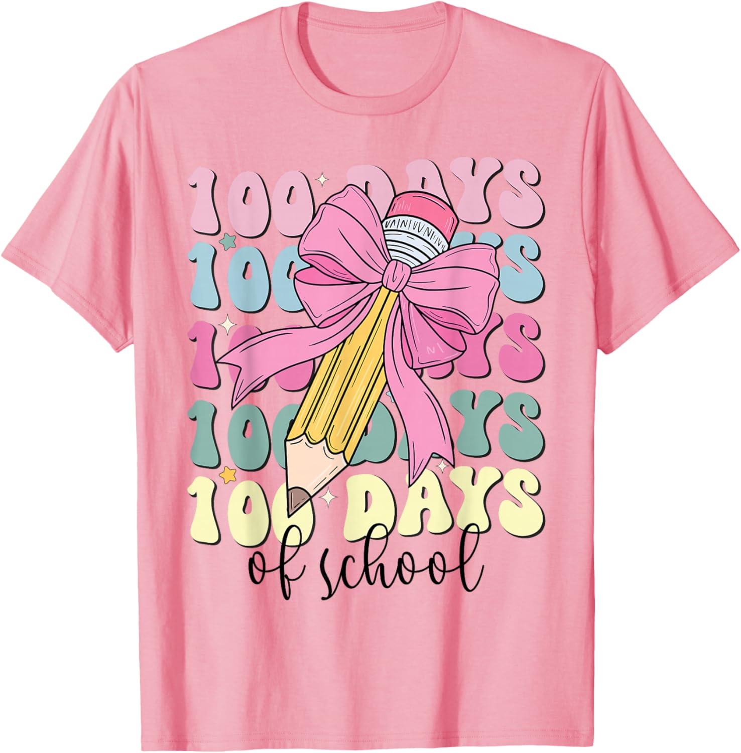 Adorable 100 Days of School Girls Coquette Bow T-Shirt for Kids - 15