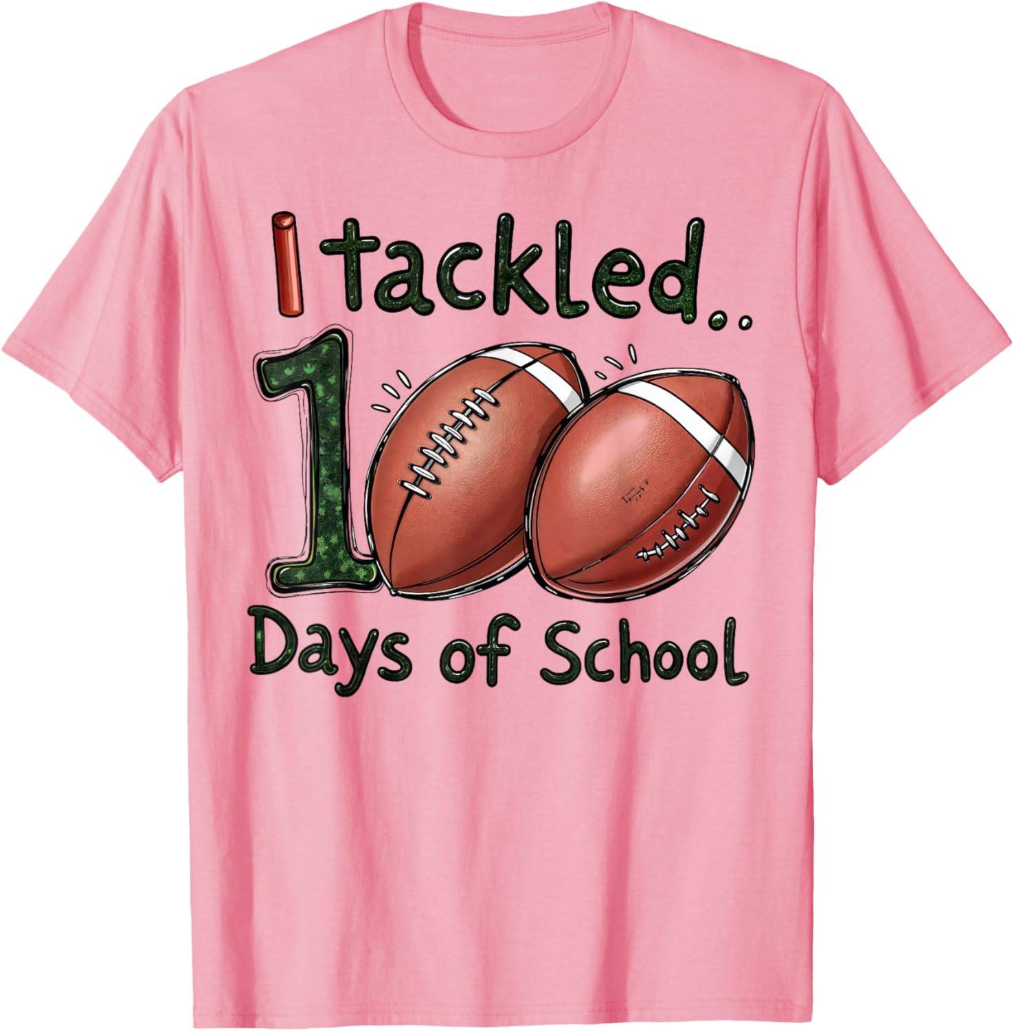 100 Days of School Football Boys T-Shirt for Celebrating Milestones - 11