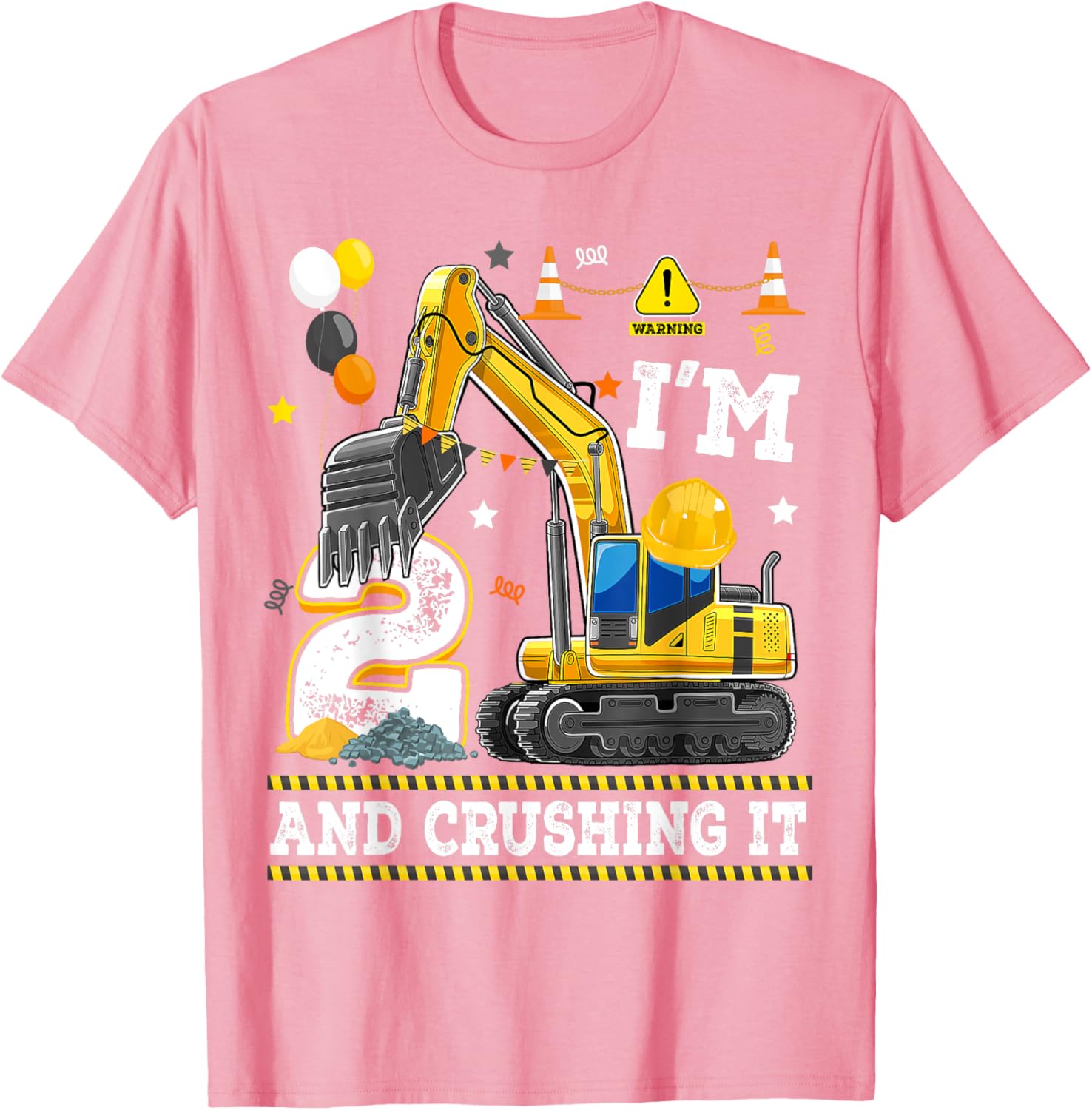 Adorable 2nd Birthday Excavator Digger Builder T-Shirt for Kids - 4