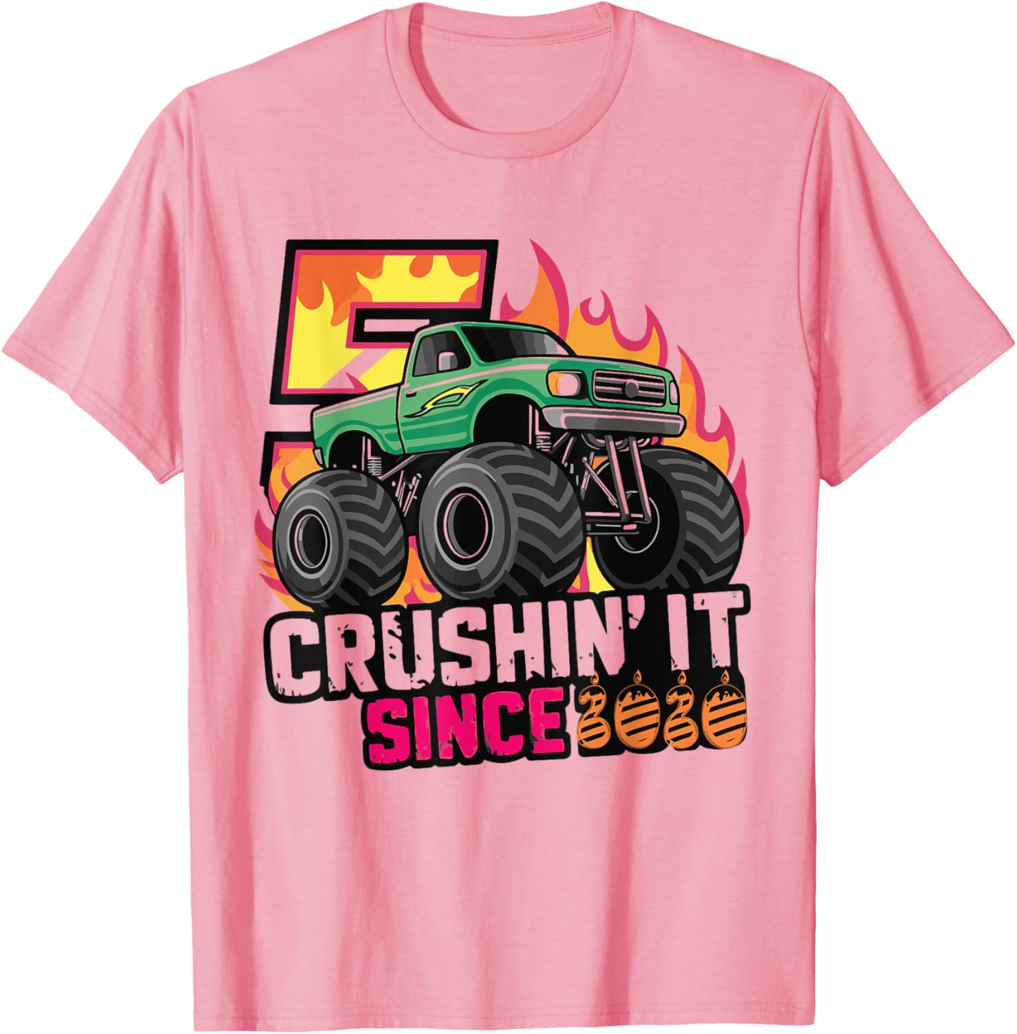Birthday Monster Truck T-Shirt for 5 Year Old Boys - Fun Party Gift - 3