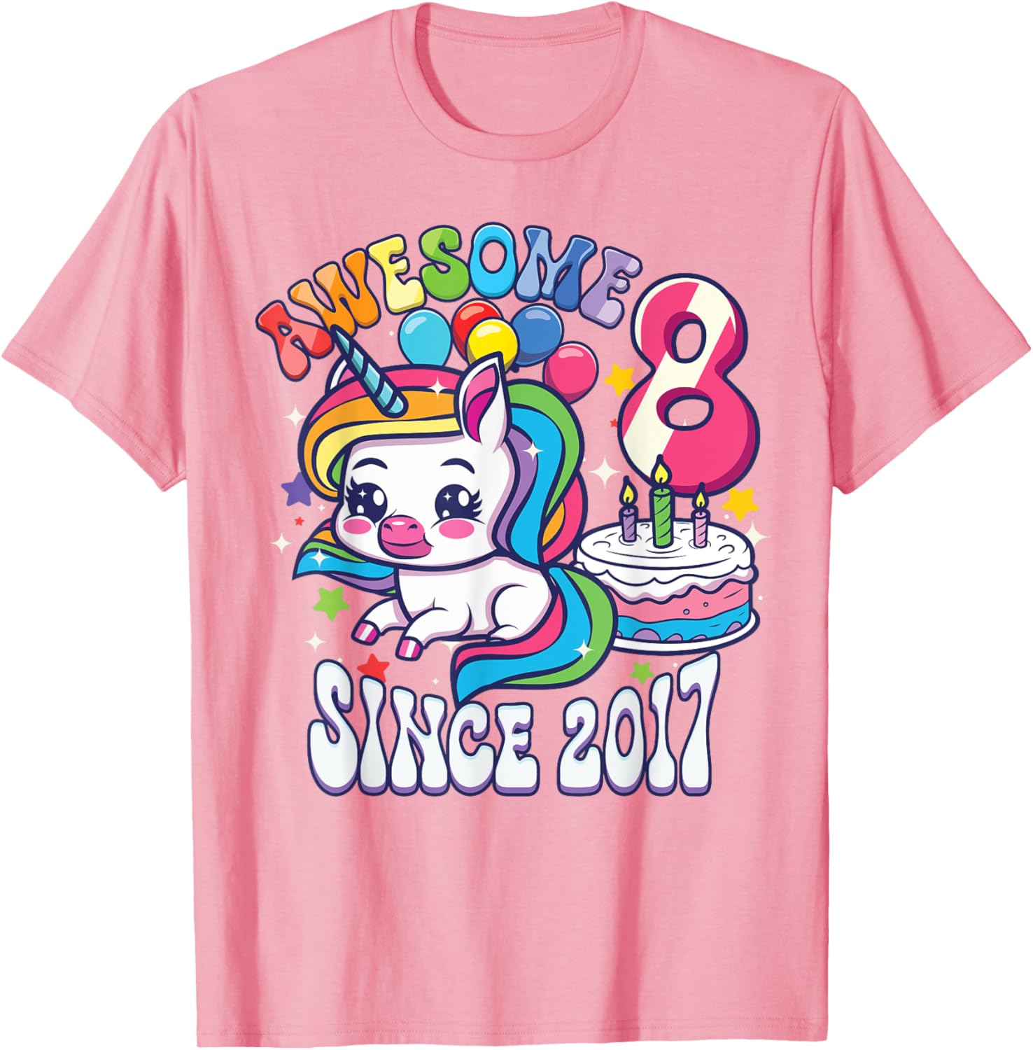 8th Birthday Unicorn T-Shirt Awesome Since 2017 Perfect Gift for Girls - 18