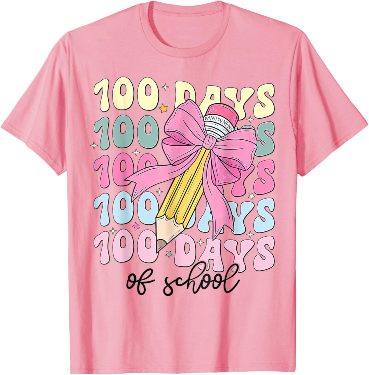 Coquette Bow 100th Day of School T-Shirt for Girls Fun School Celebration - 2