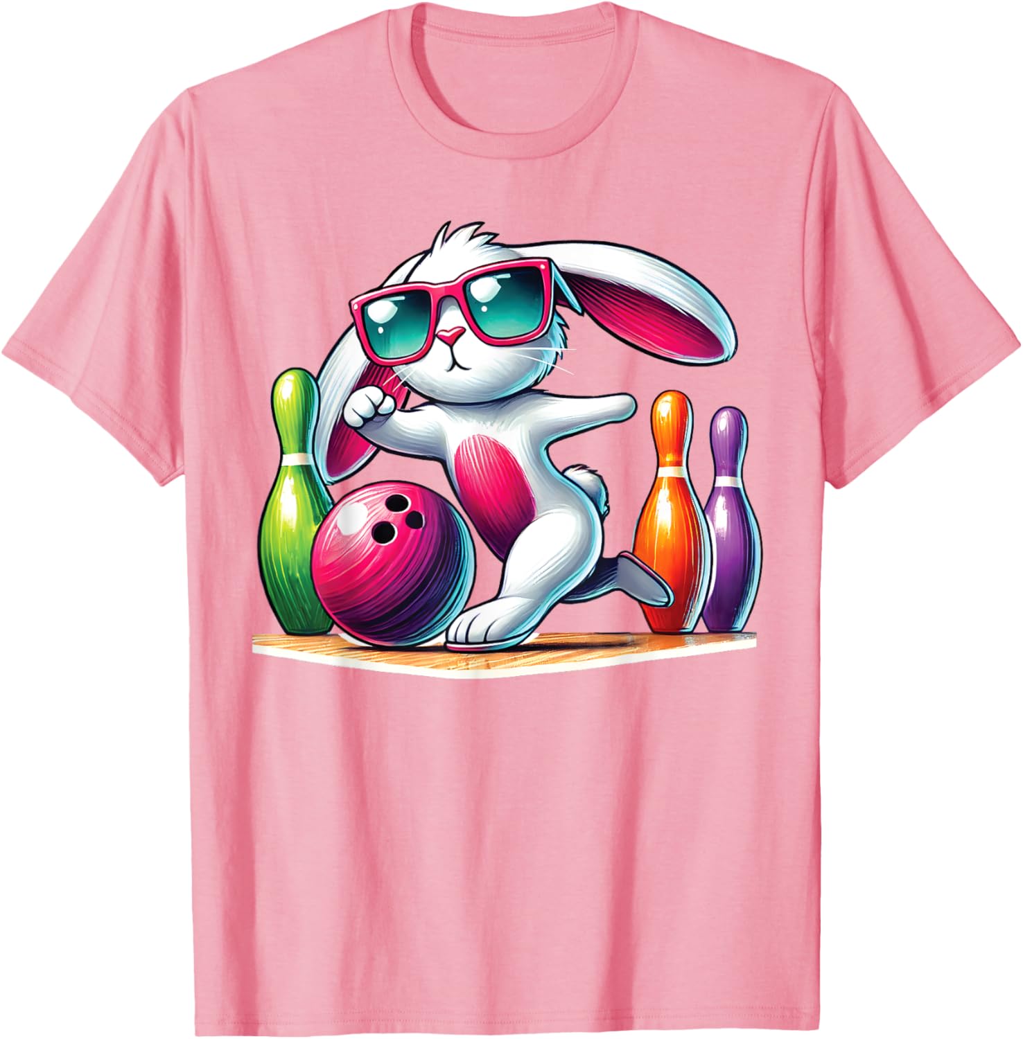 Bunny Ear Easter Bowling T-Shirt for Fun Egg Hunt Celebrations - 22