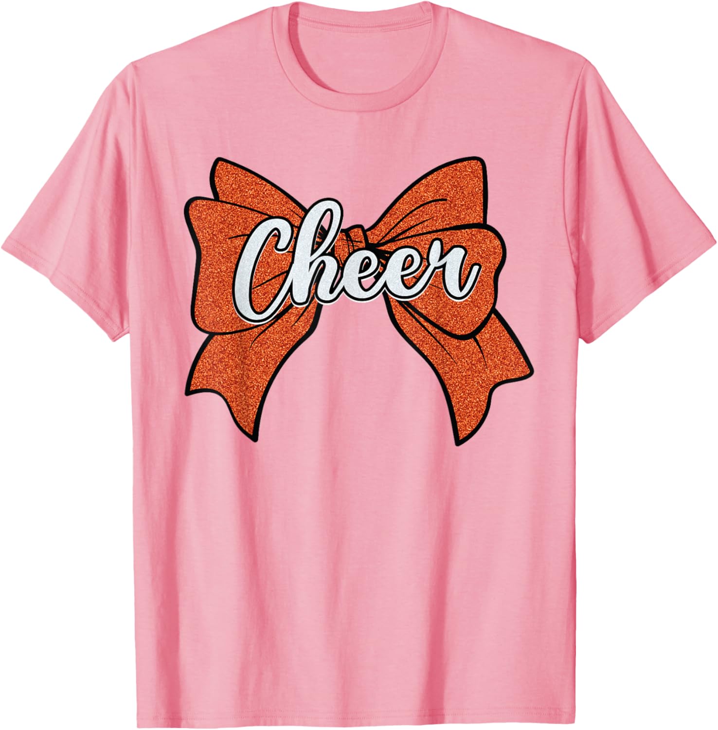Coquette Orange Cheer Bow Sport T-Shirt for Cheerleaders and Fans - 4