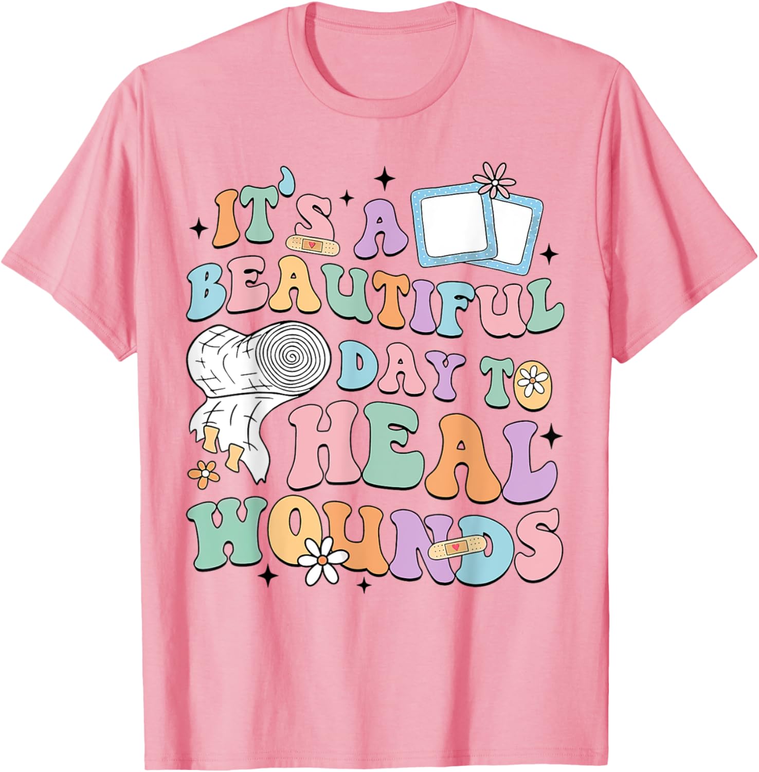 Beautiful Day to Heal Wounds Retro Nurse T-Shirt for Caregivers - 1