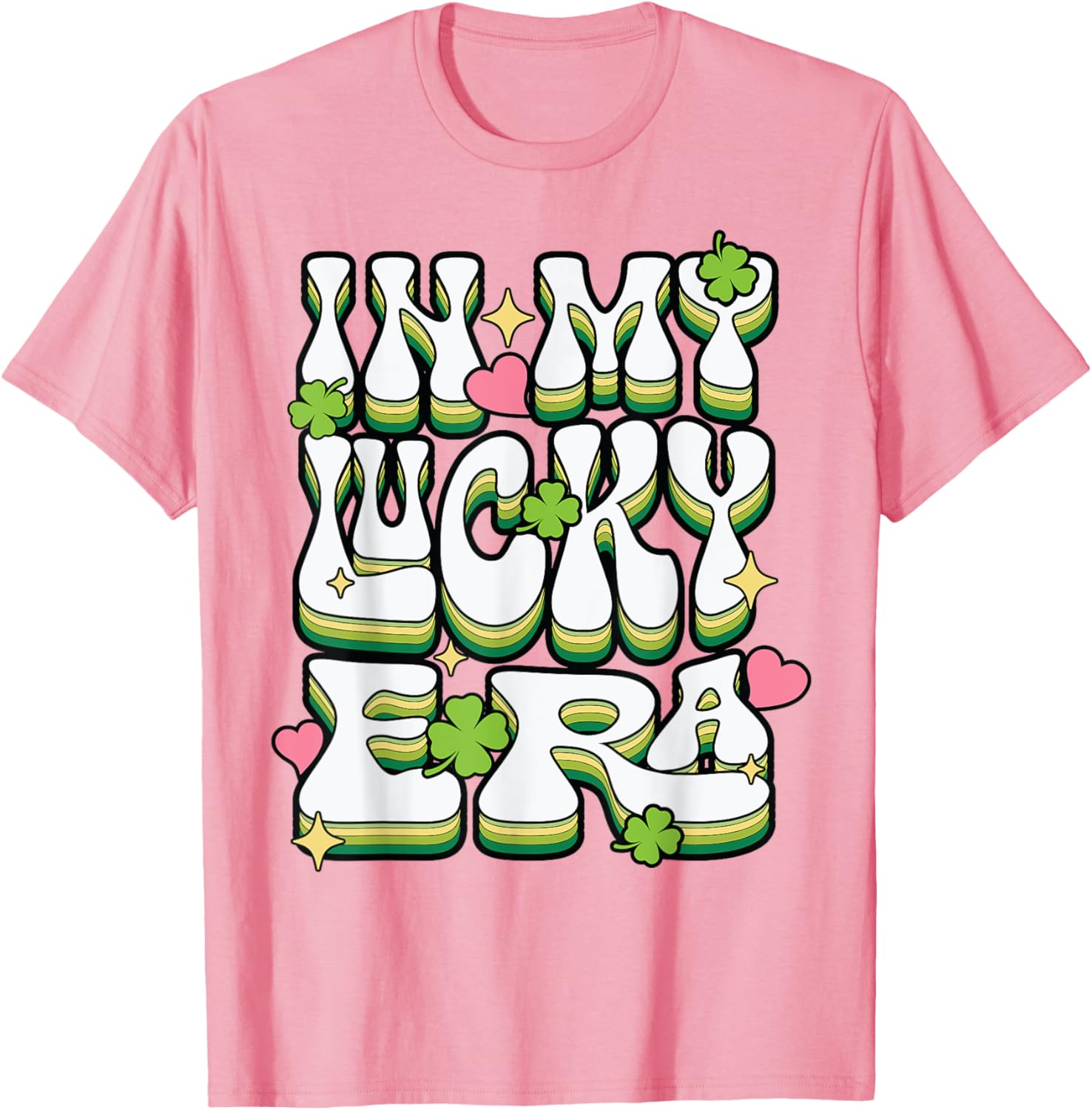 St Patricks Day Lucky Era Funny Irish Shamrock Groovy T-Shirt - 14