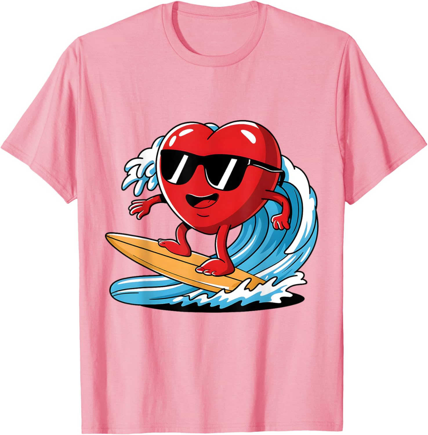 Surfing Heart Funny T-Shirt for Boys and Men - Perfect Valentine's Gift - 13