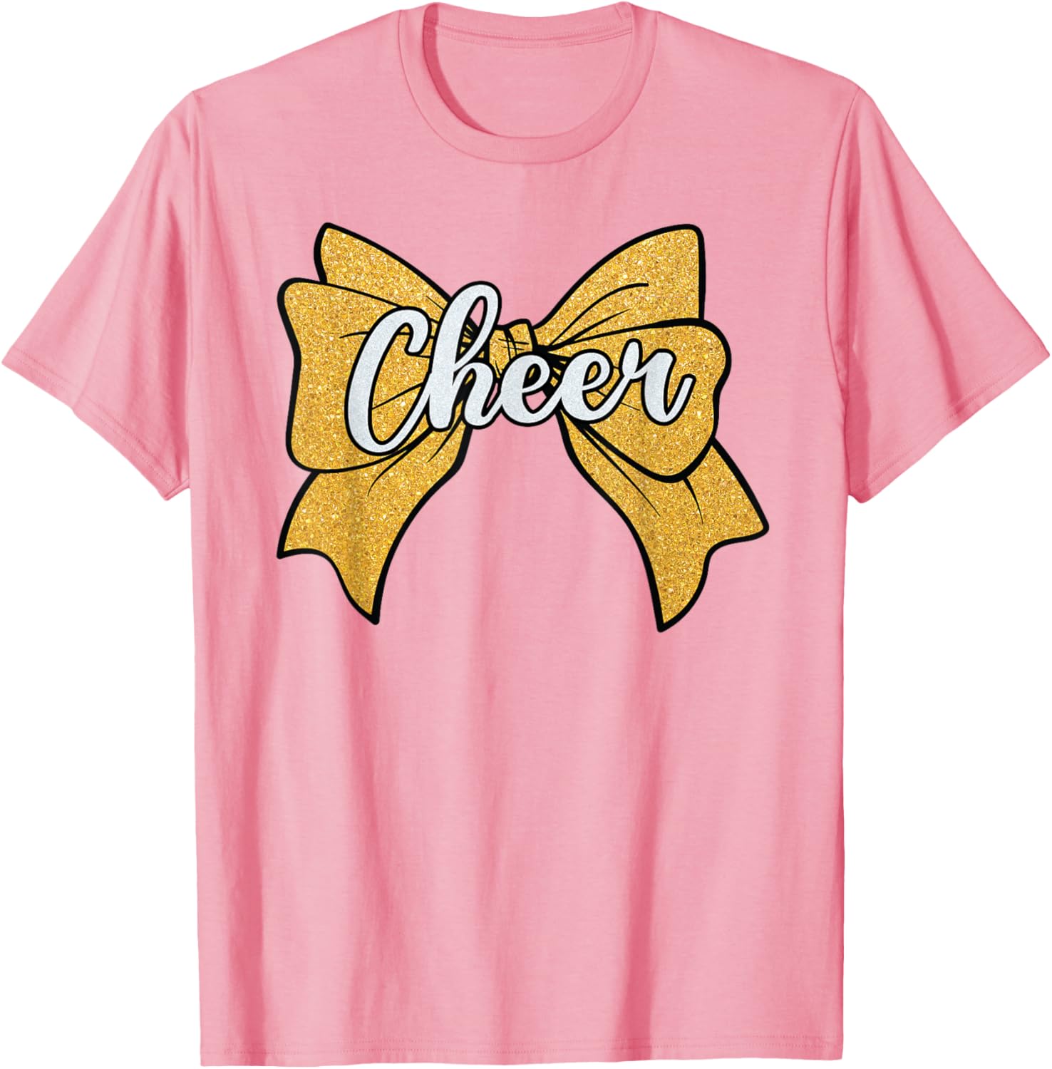 Coquette Yellow Cheerleader T-Shirt with Cheer Bow for Sport Fans - 11