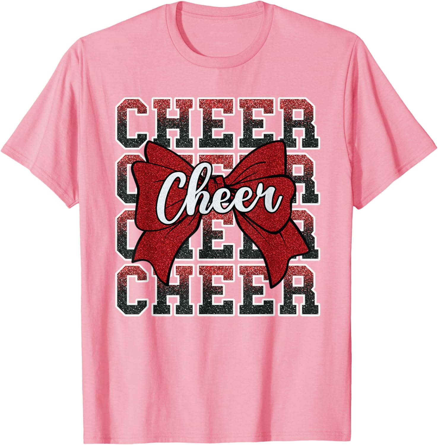 Coquette Cheer Bow Funny Sport Cheerleader Red T-Shirt for Cheer Fans - 17