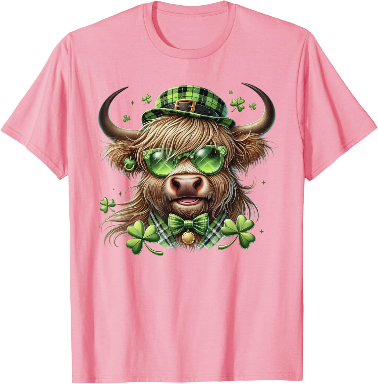 St Patrick's Day Highland Cow Shamrock Women's T-Shirt for Celebrations - 2