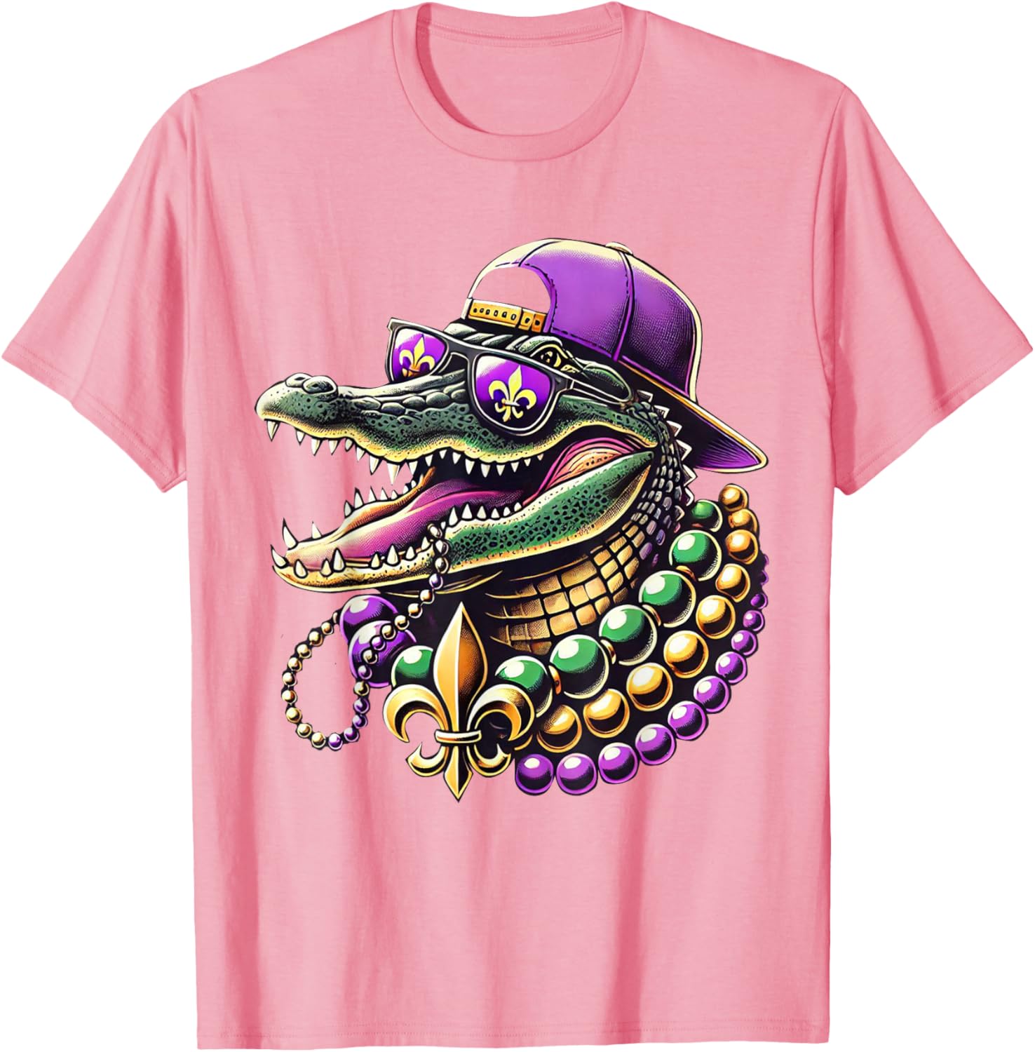 Unisex Mardi Gras T-Shirt - Cartoon Pattern Black Short Sleeve Tee - 21